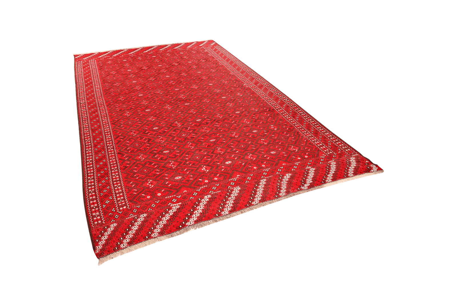 Kelim Turkman — Handmade, 201x321 cm, Red, 100% Virgin Wool | View 5