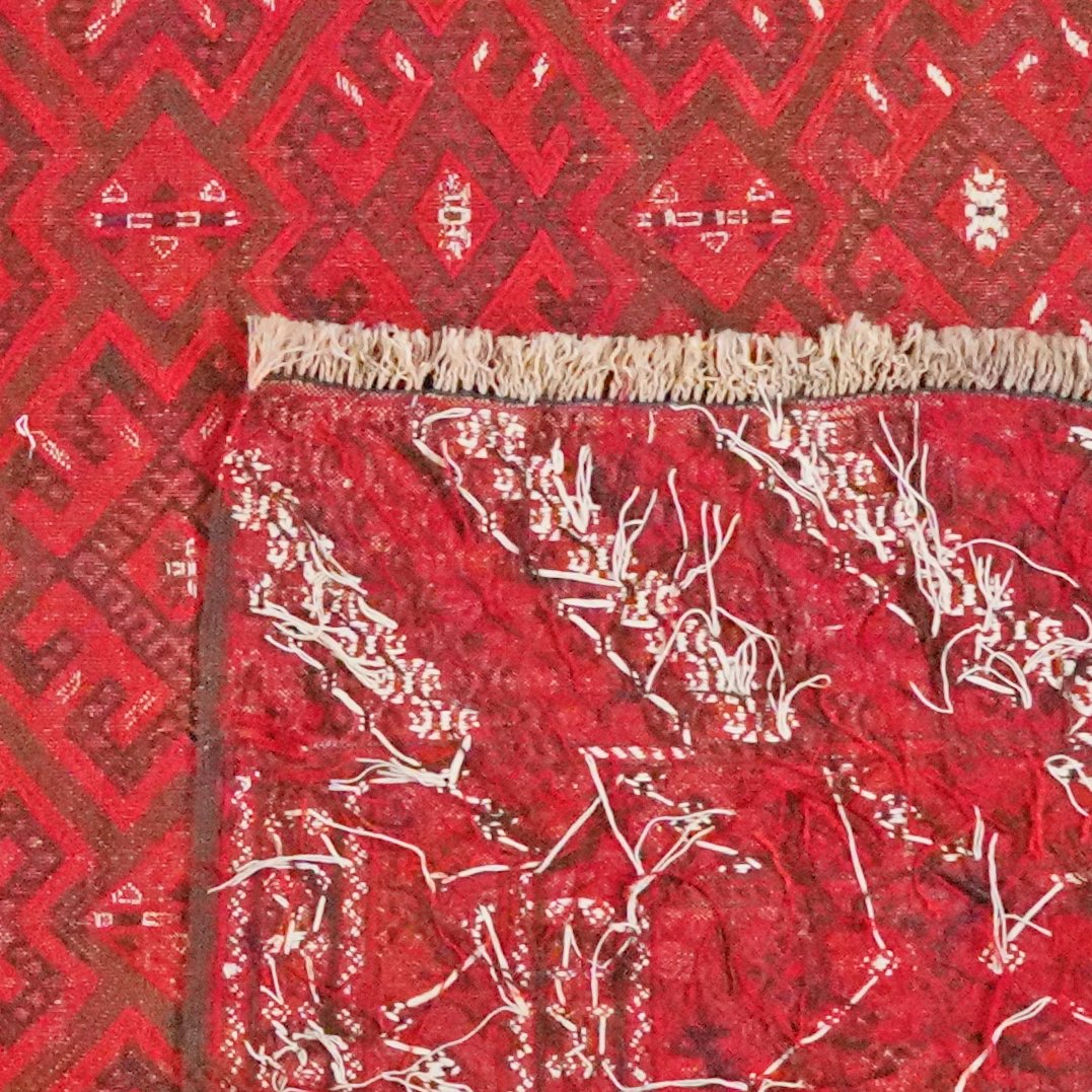 Kelim Turkman — Handmade, 201x321 cm, Red, 100% Virgin Wool | View 6
