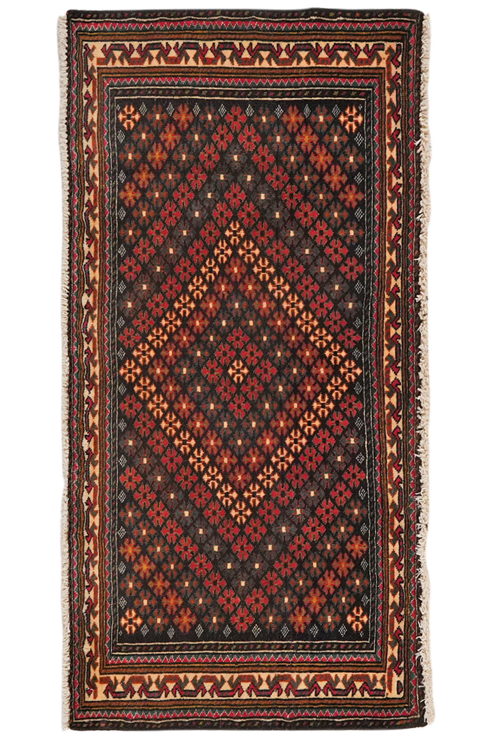 Belutch — Handgefertigt, 58x117 cm, Beige, 100% Virgin Wool | Main view