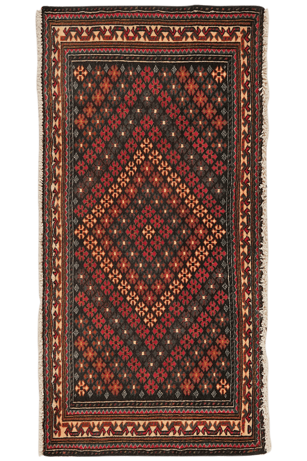 Belutch — Hand-knotted, 117x58 cm, Blue, 100% Virgin Wool | Main view