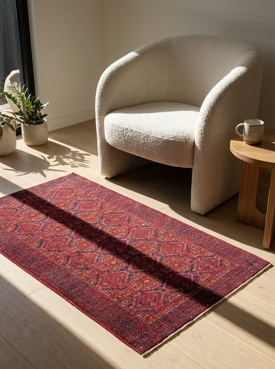 Belutch — Hand-knotted, 77x146 cm, Multicolor, 100% Virgin Wool | Detail view