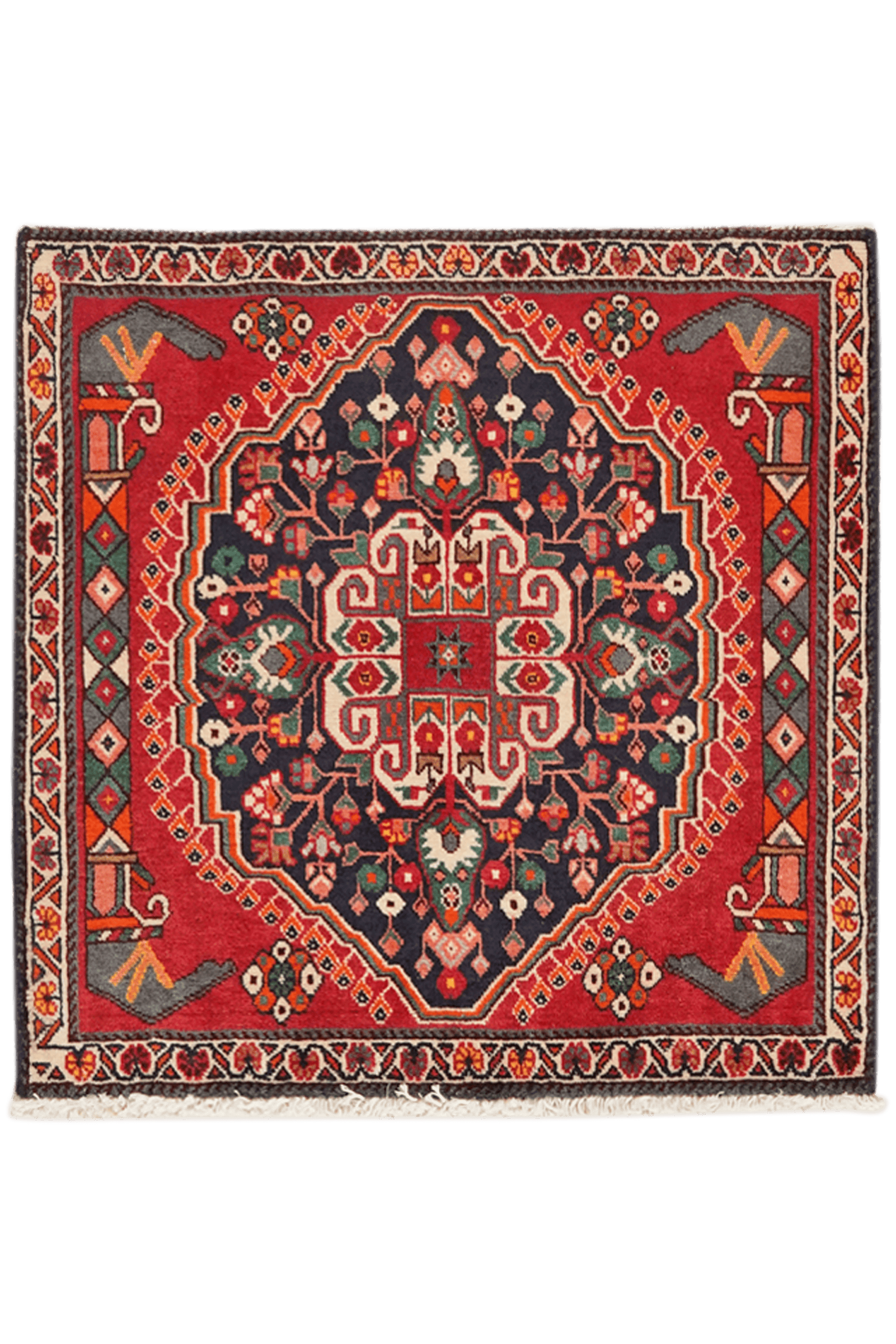 Gashgai — Hand-knotted, 63x63 cm, Red, 100% Virgin Wool | Main view
