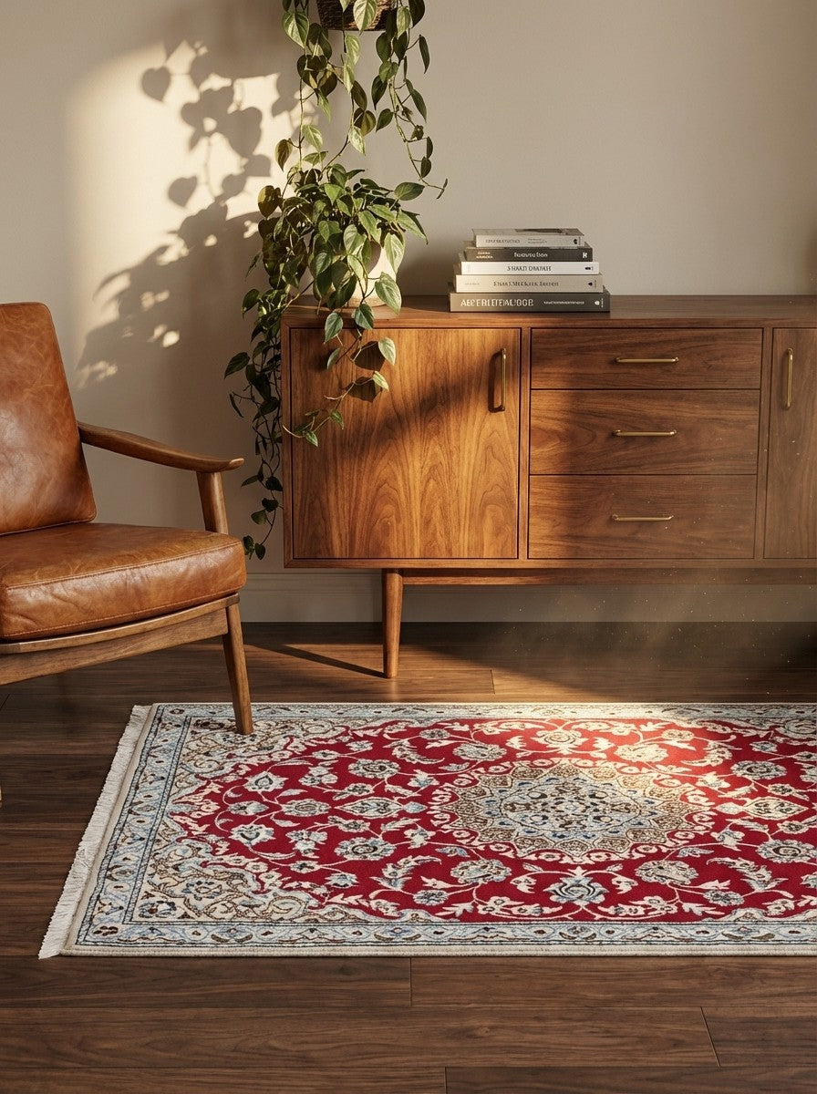 Nain 9La — Hand-knotted, 88x133 cm, Red, 100% Virgin Wool | Back view