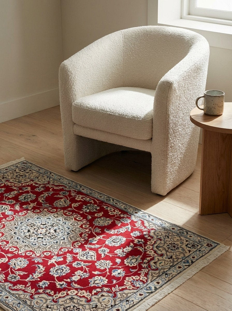 Nain 9La — Handgefertigt, 137x91 cm, Beige, 100% Virgin Wool | Detail view