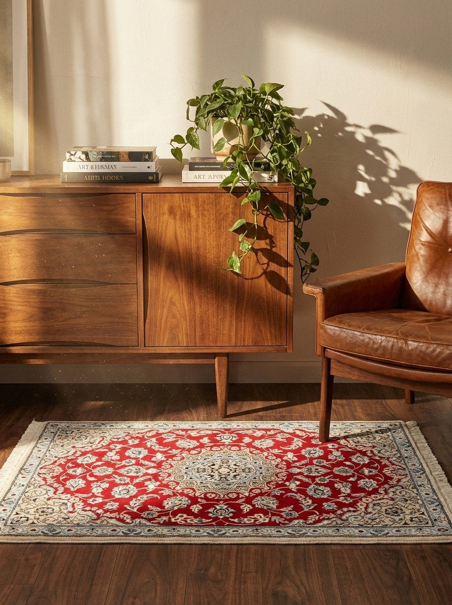 Nain 9La — Handgefertigt, 137x91 cm, Beige, 100% Virgin Wool | Back view