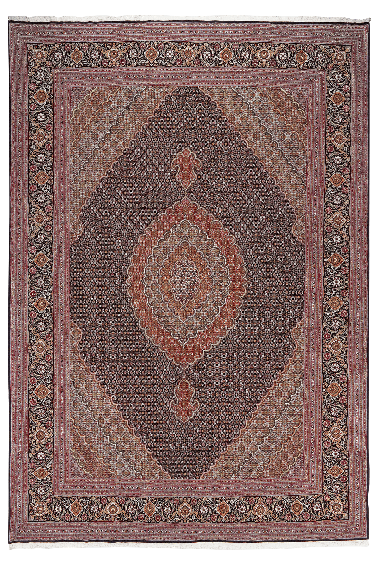 Tabriz 50 Raj — Hand-knotted, 242x349 cm, Black, 100% Virgin Wool | Main view