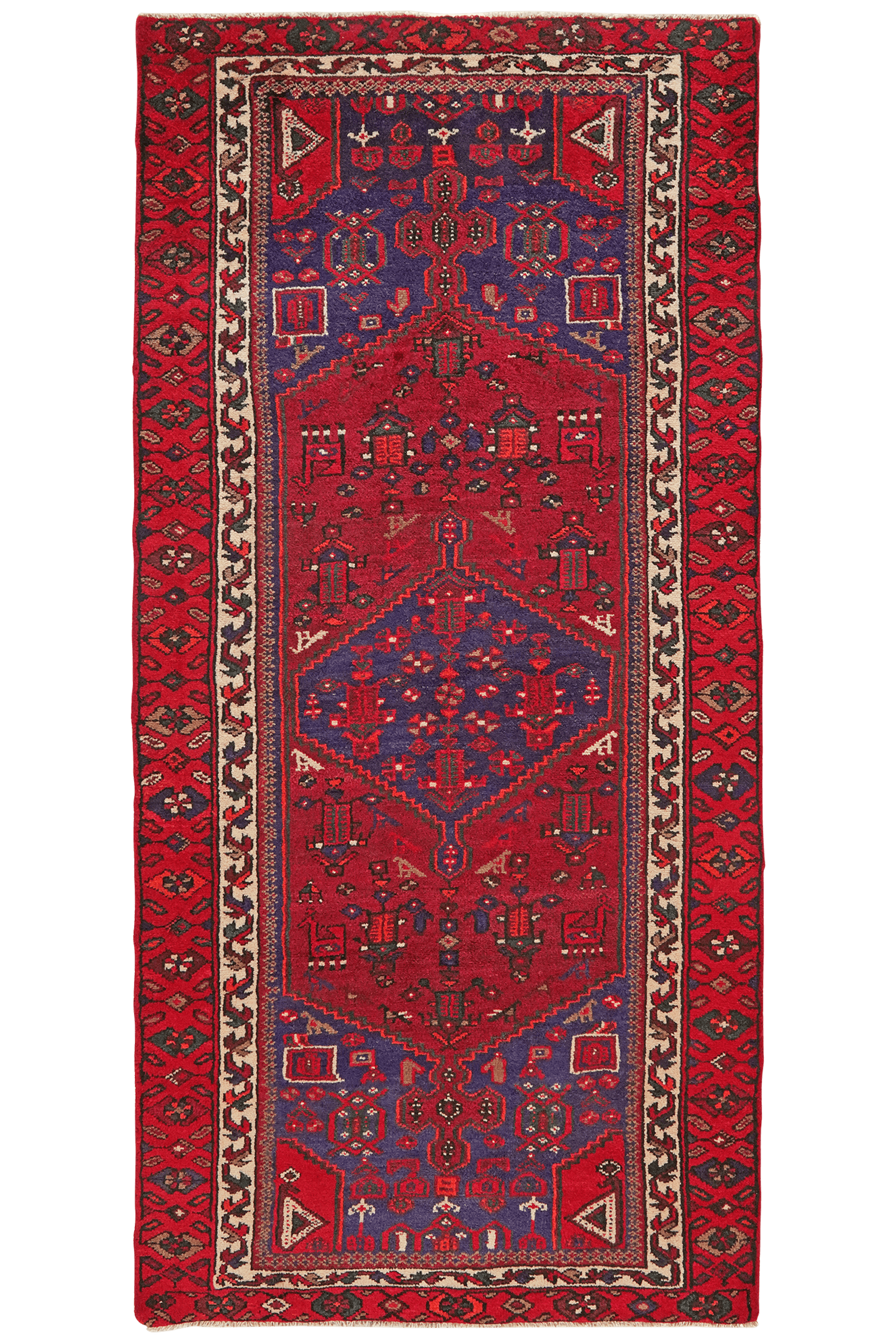 Khamseh — Hand-knotted, 106x217 cm, Red, 100% Virgin Wool | Main view