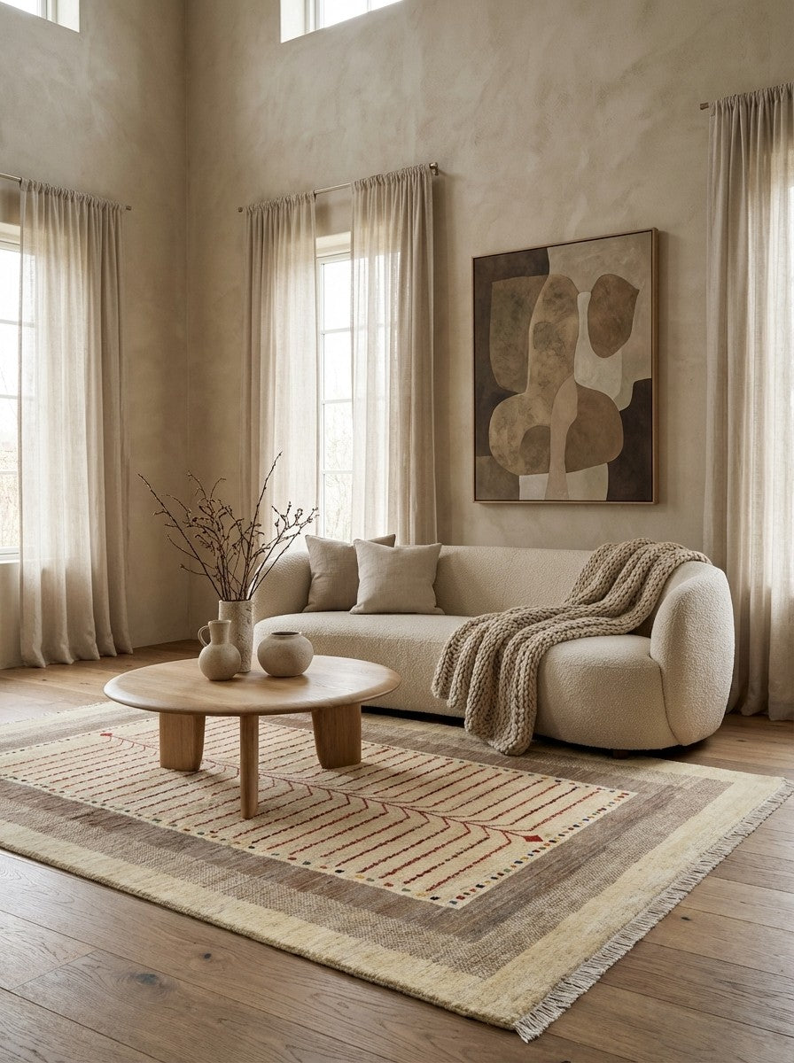 Gabbeh Sonnat — Hand-knotted, 147x198 cm, Beige, 100% Virgin Wool | Detail view