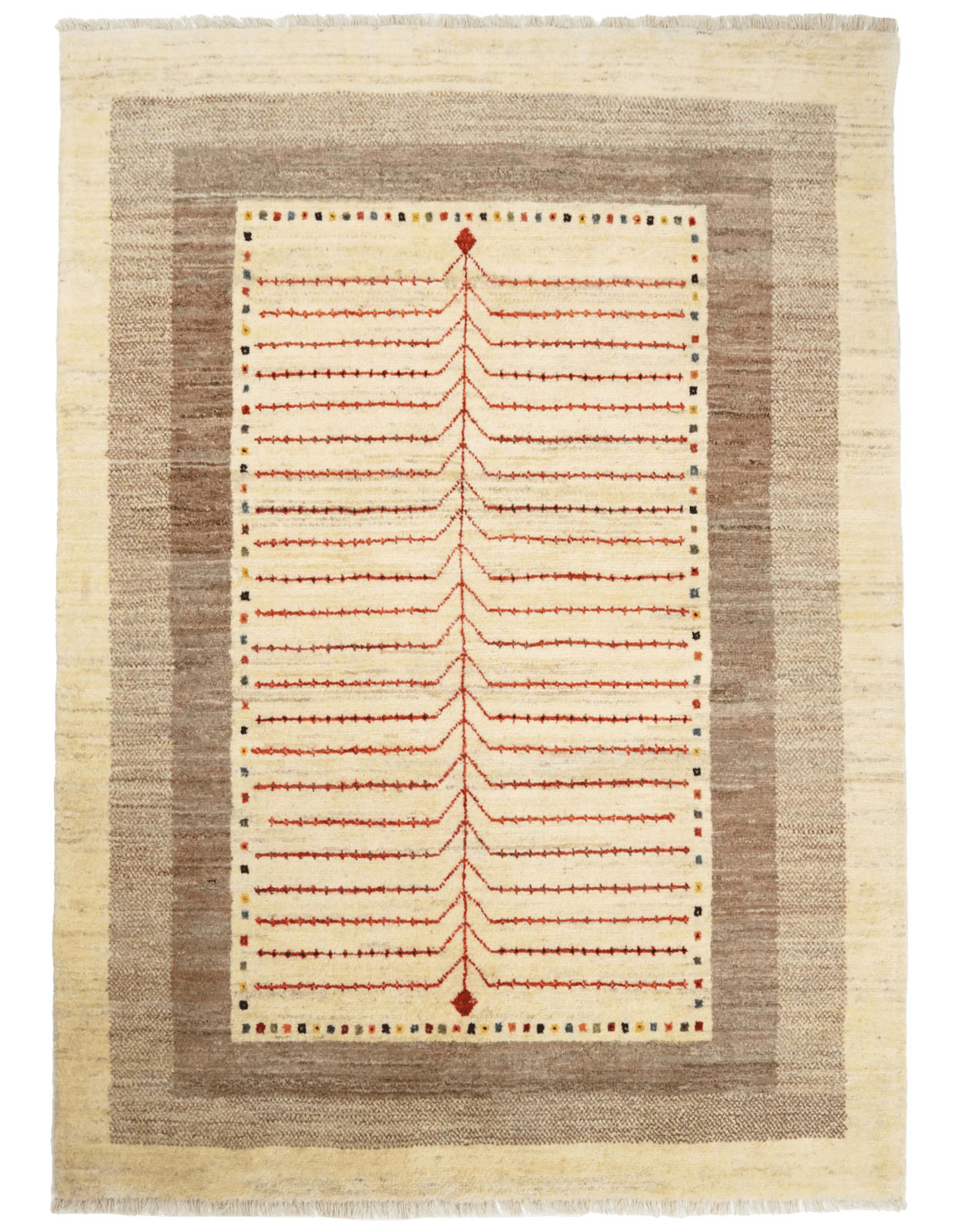Gabbeh Sonnat — Hand-knotted, 147x198 cm, Beige, 100% Virgin Wool | Main view