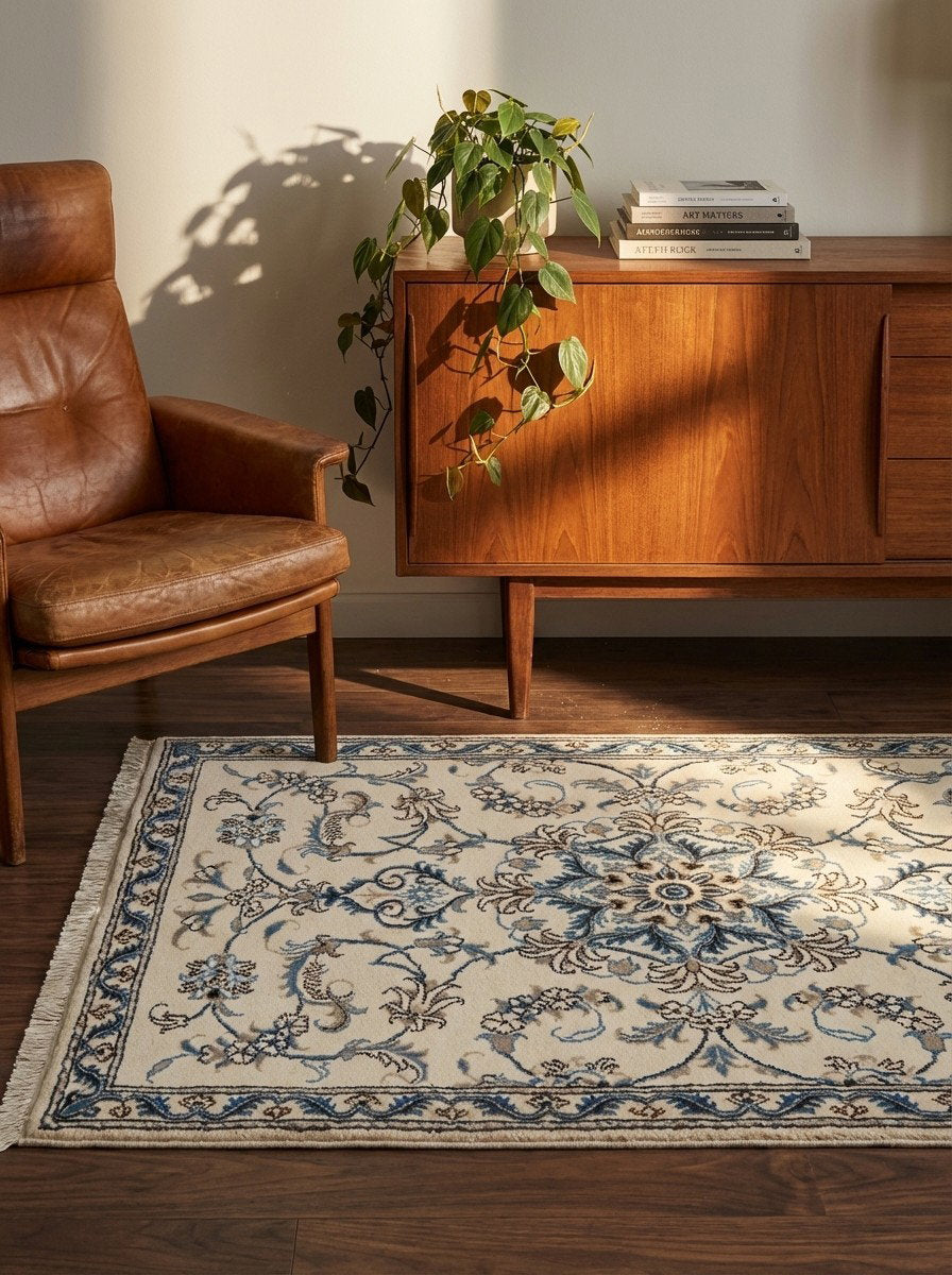 Nain 12La — Handgefertigt, 140x90 cm, Beige, 100% Virgin Wool | Back view