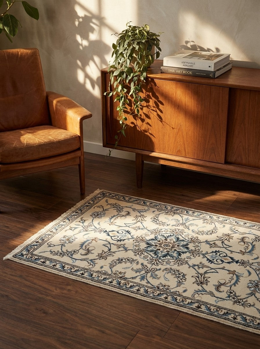 Nain 12La — Hand-knotted, 89x139 cm, Beige, 100% Virgin Wool | Back view
