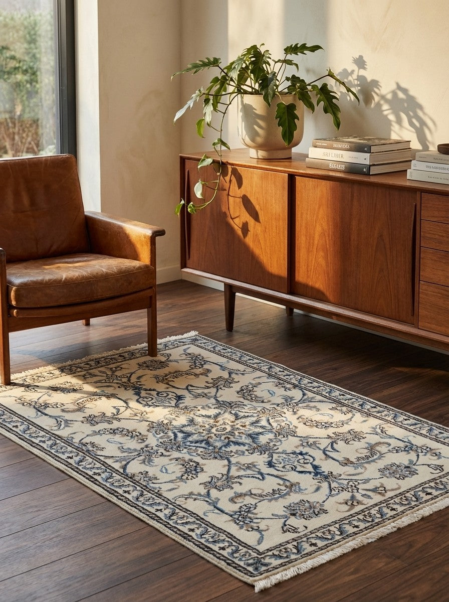 Nain 12La — Hand-knotted, 90x140 cm, Beige, 100% Virgin Wool | Back view