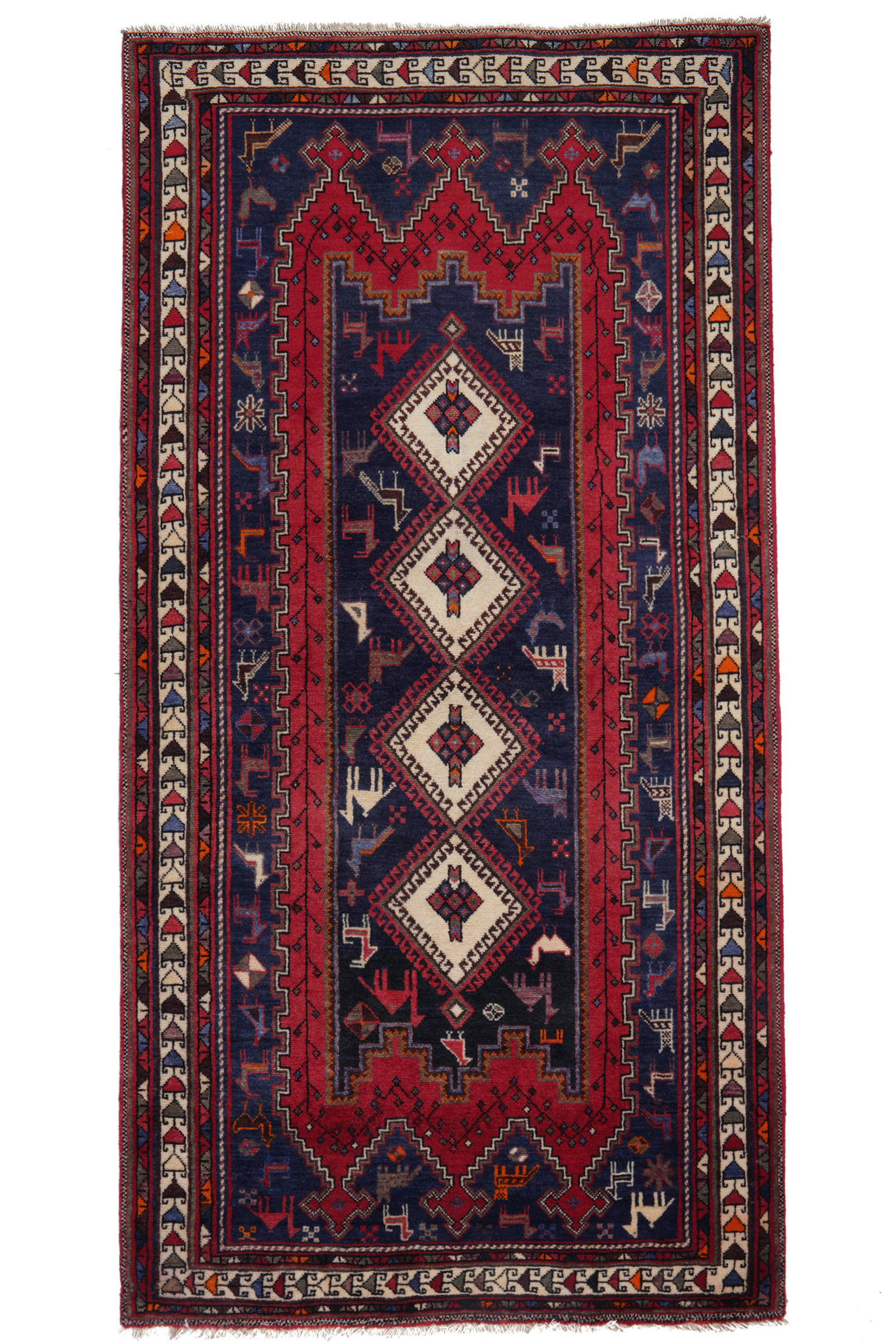 Afshar — Handgefertigt, 214x105 cm, Beige, 100% Virgin Wool | Main view