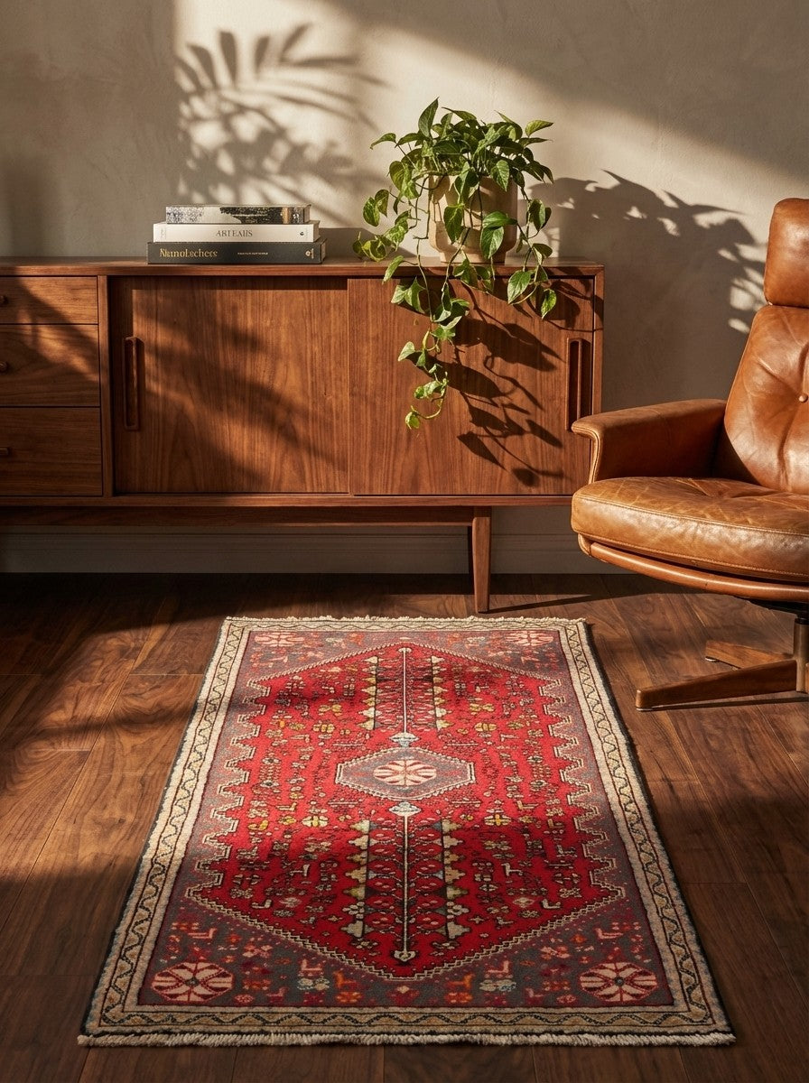 Abadeh — Hand-knotted, 62x147 cm, Red, 100% Virgin Wool | Back view