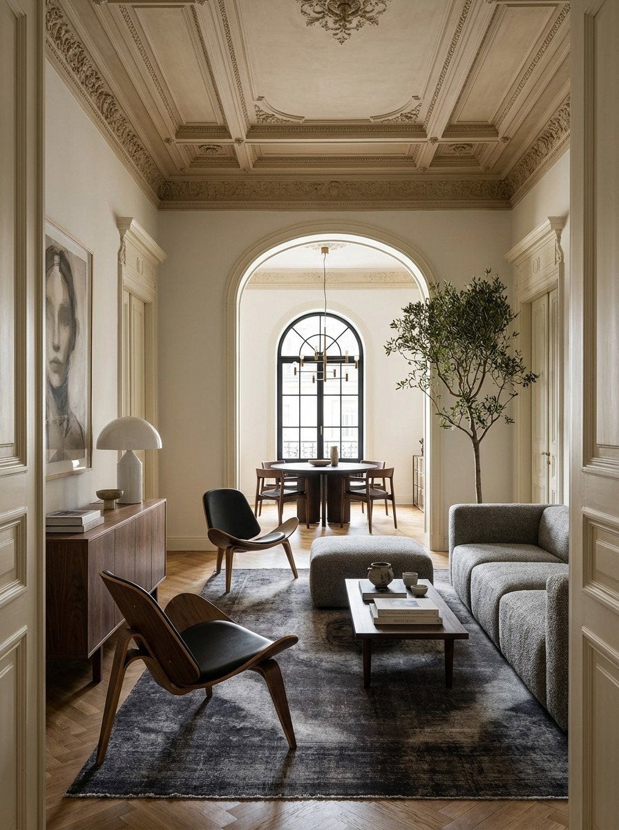 Vintage — Handgefertigt, 294x204 cm, Grau, 100% Virgin Wool | Detail view