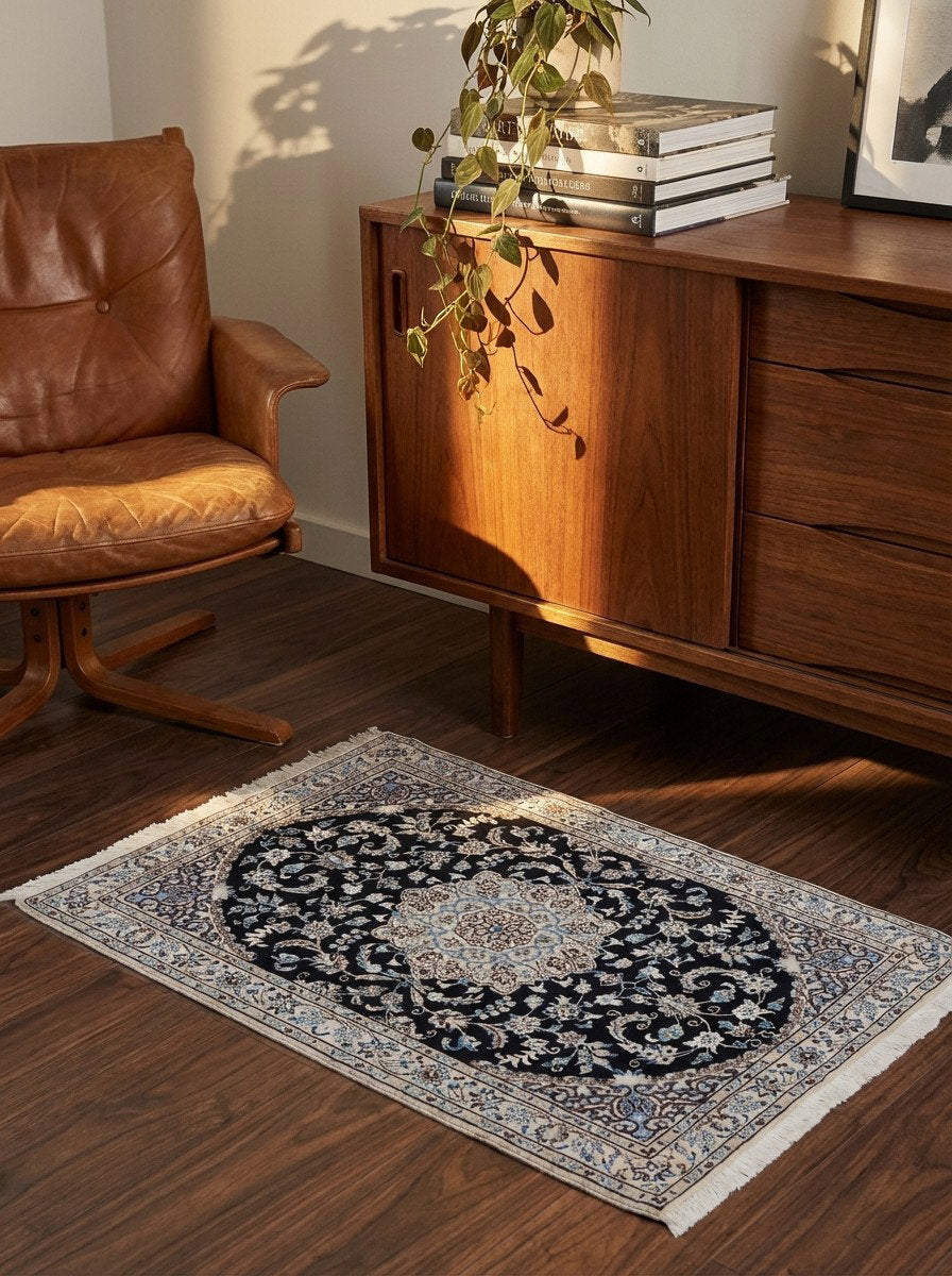 Nain 9La — Handgefertigt, 158x100 cm, Beige, 100% Virgin Wool | Back view