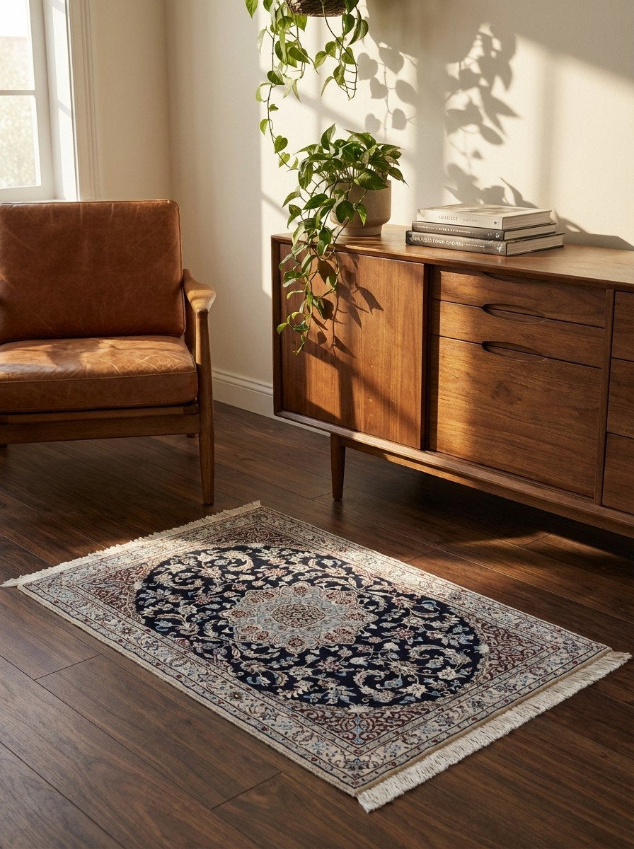 Nain 9La — Handgefertigt, 149x98 cm, Beige, 100% Virgin Wool | Back view