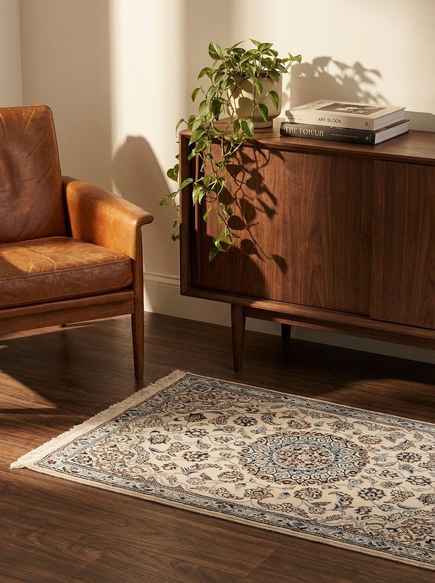 Nain 9La — Handgefertigt, 140x90 cm, Beige, 100% Virgin Wool | Back view