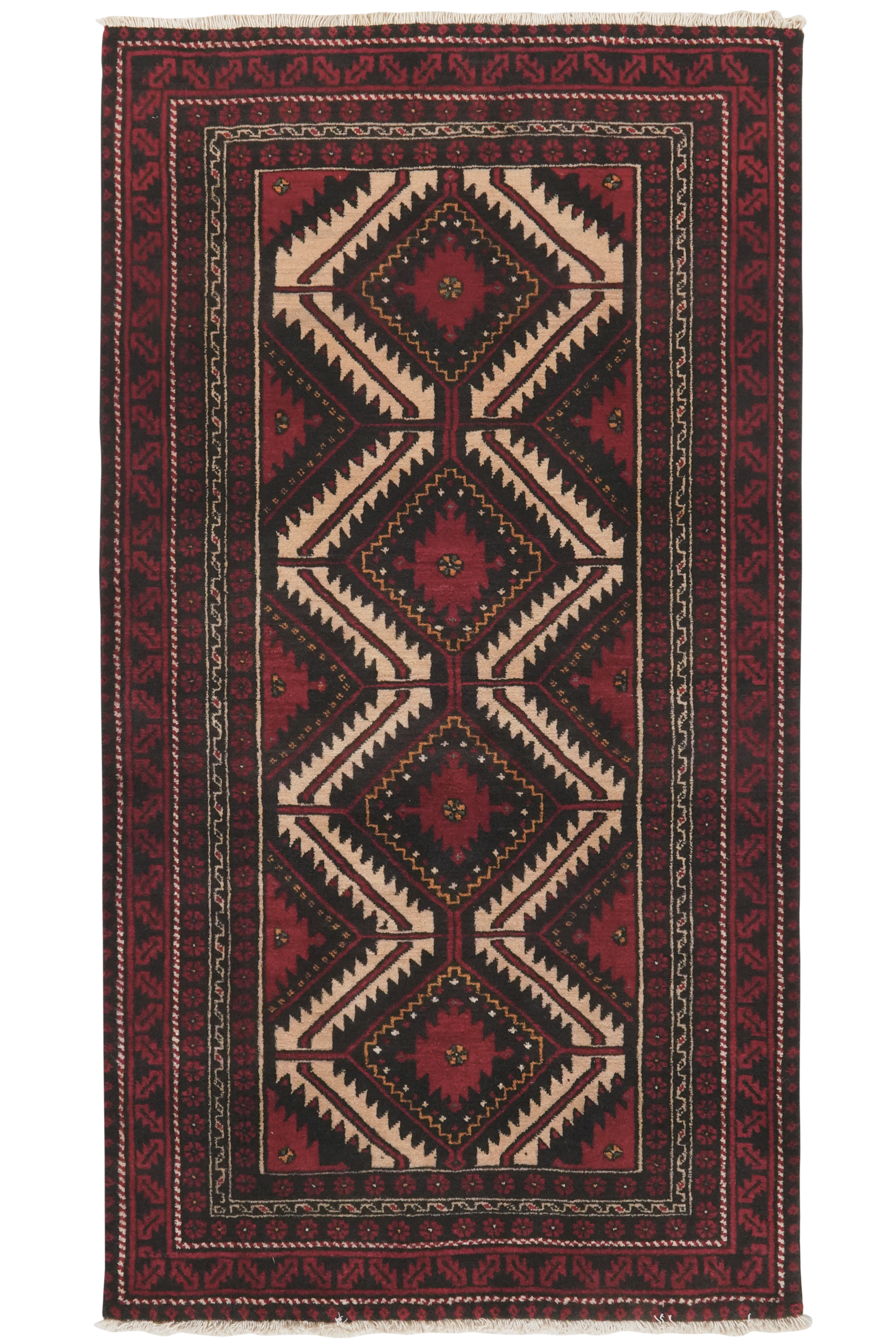 Belutch — Handgefertigt, 176x96 cm, Rot, 100% Virgin Wool | Main view