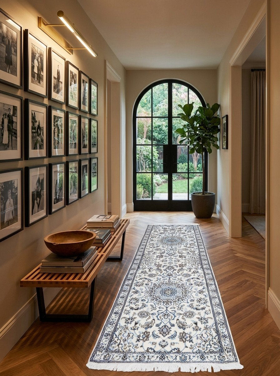 Nain 9La — Handgefertigt, 202x64 cm, Beige, 100% Virgin Wool | Detail view