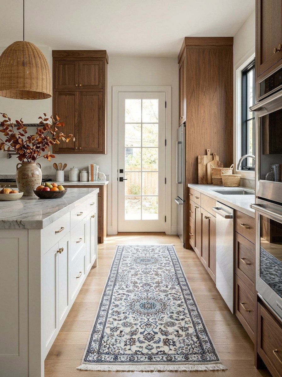 Nain 9La — Handgefertigt, 202x64 cm, Beige, 100% Virgin Wool | Back view