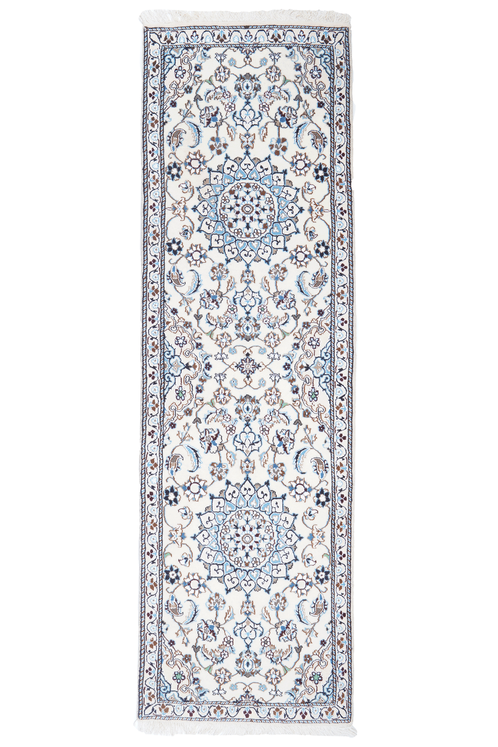 Nain 9La — Handgefertigt, 198x60 cm, Beige,blau, 100% Virgin Wool | Main view