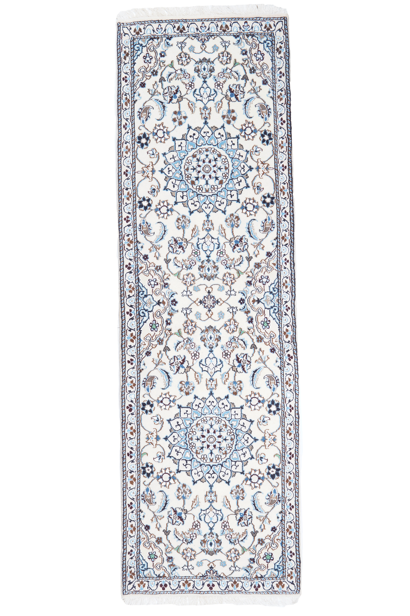 Nain 9La — Handgefertigt, 199x60 cm, Beige,blau, 100% Virgin Wool | Main view