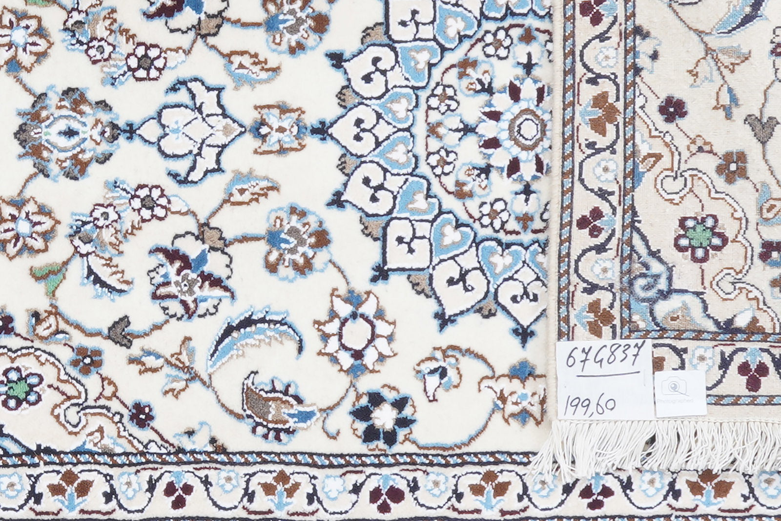 Nain 9La — Handgefertigt, 199x60 cm, Beige,blau, 100% Virgin Wool | View 6