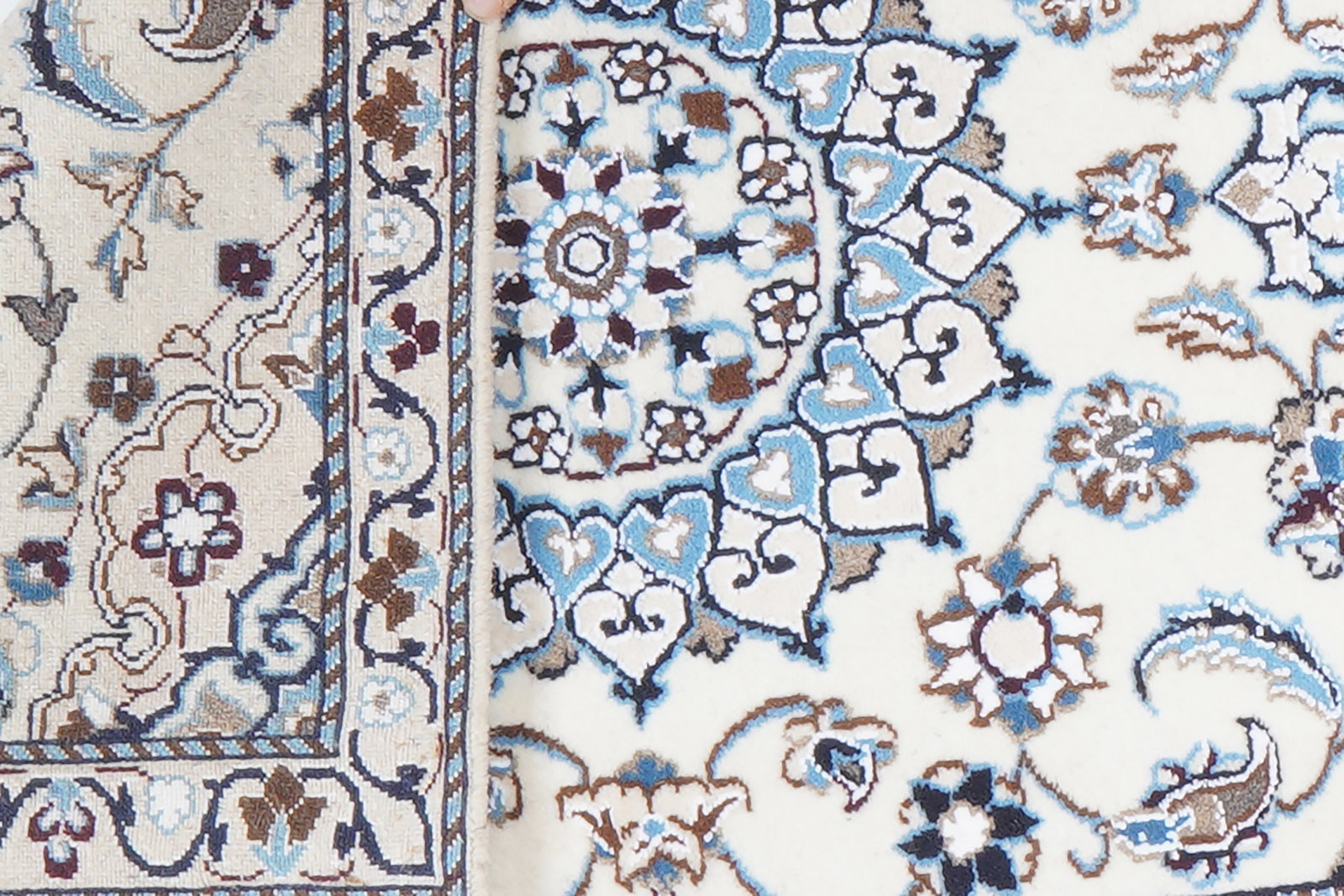 Nain 9La — Handgefertigt, 199x60 cm, Beige,blau, 100% Virgin Wool | View 7