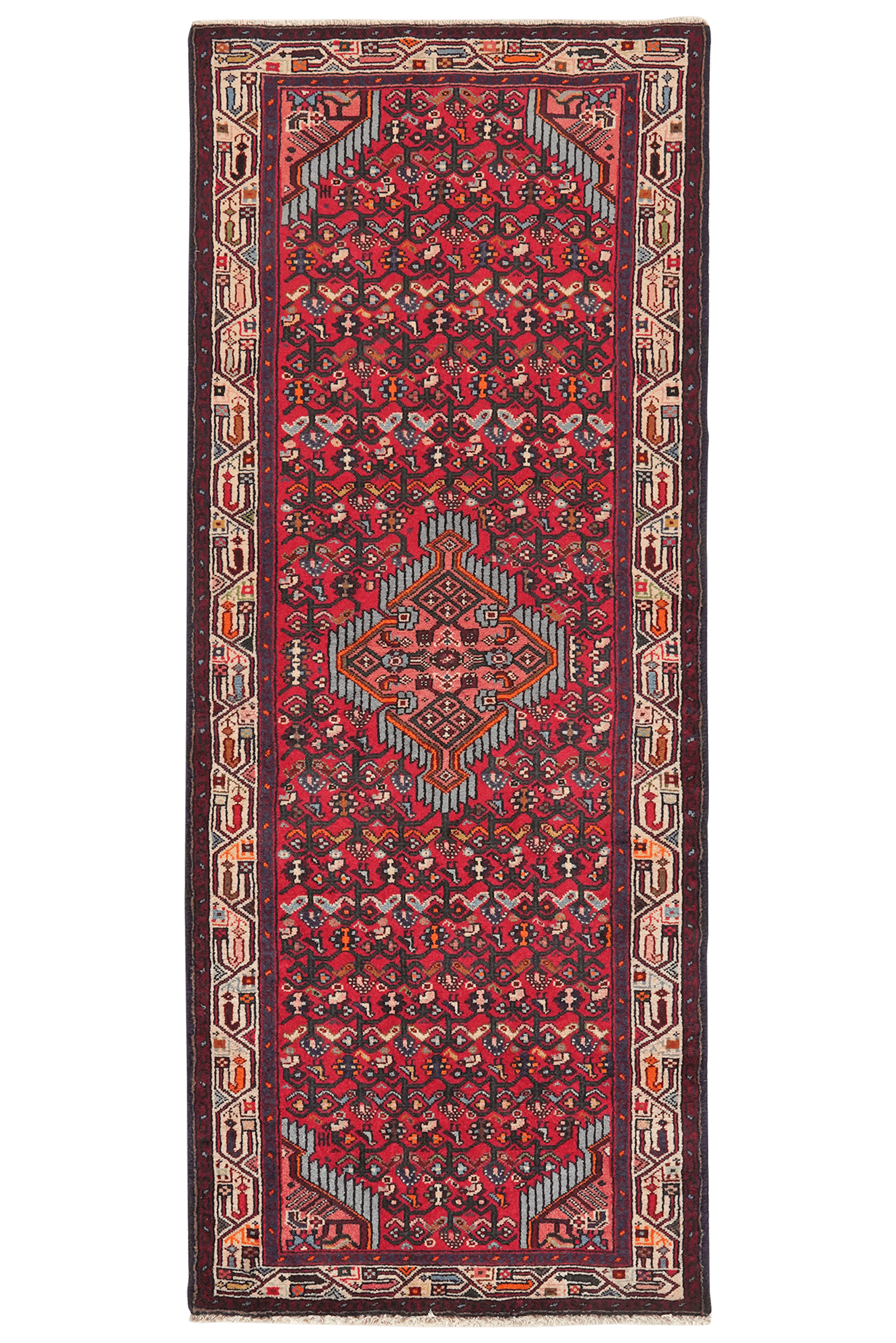 Assadabad — Hand-knotted, 76x193 cm, Red, 100% Virgin Wool | Main view