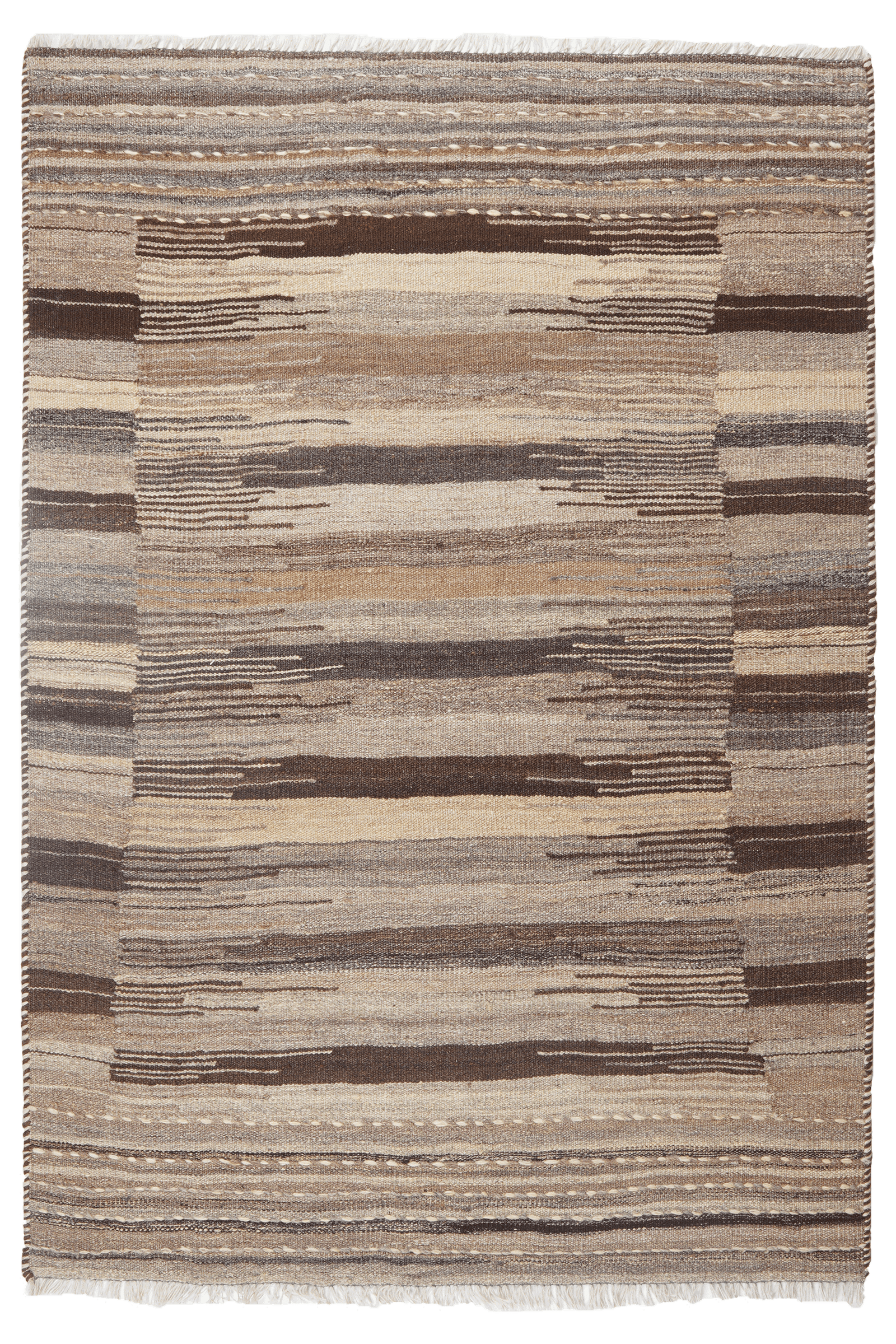 Kelim Gashgai — Handmade, 108x157 cm, Brown, 100% Virgin Wool | Main view