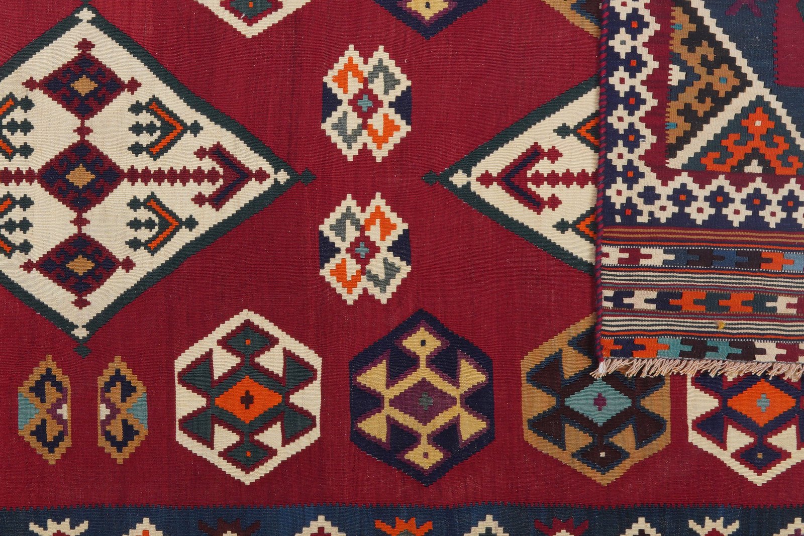 Kelim Gashgai Old — Handmade, 137x322 cm, Red, 100% Virgin Wool | View 6