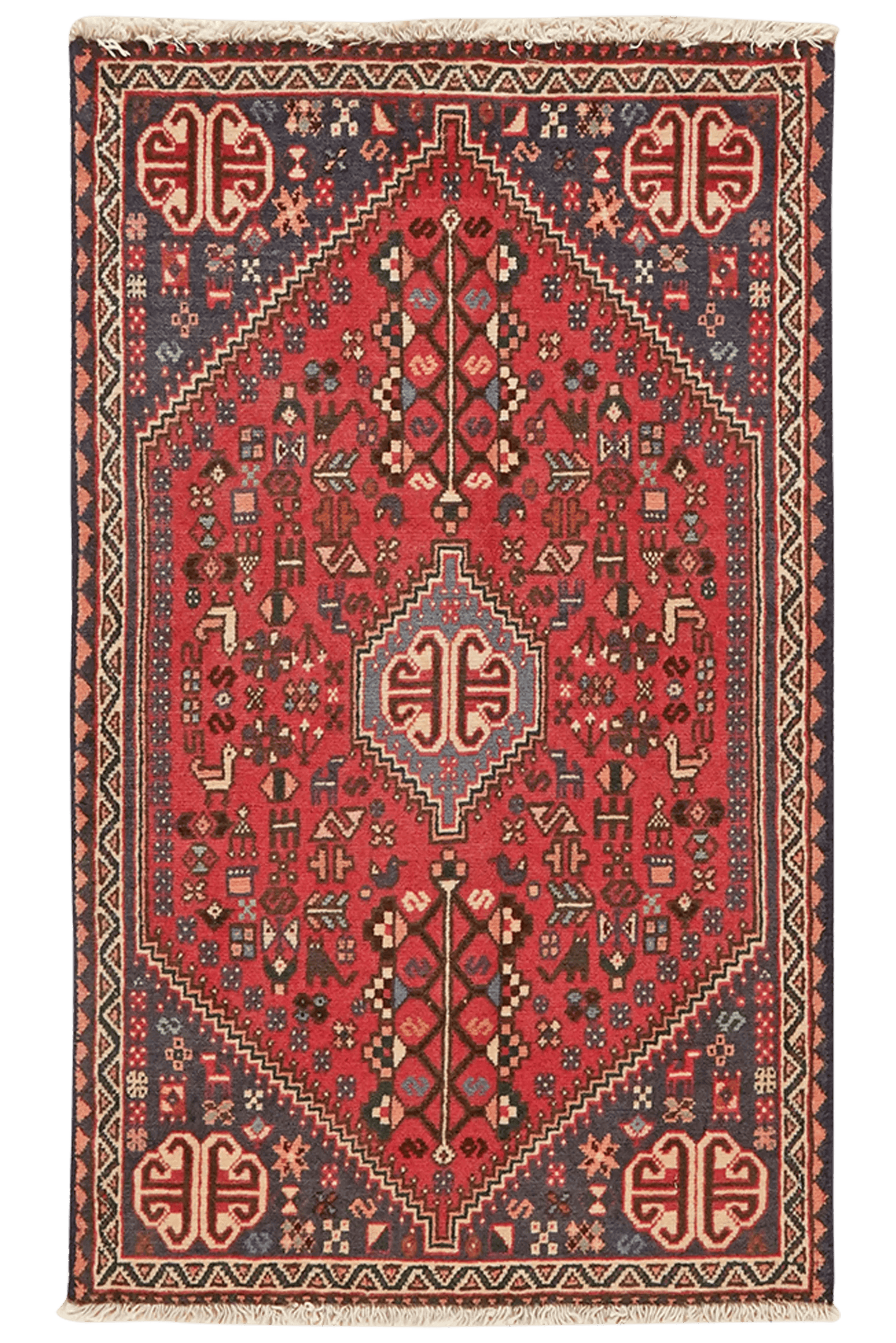 Abadeh — Hand-knotted, 59x99 cm, Red, 100% Virgin Wool | Main view