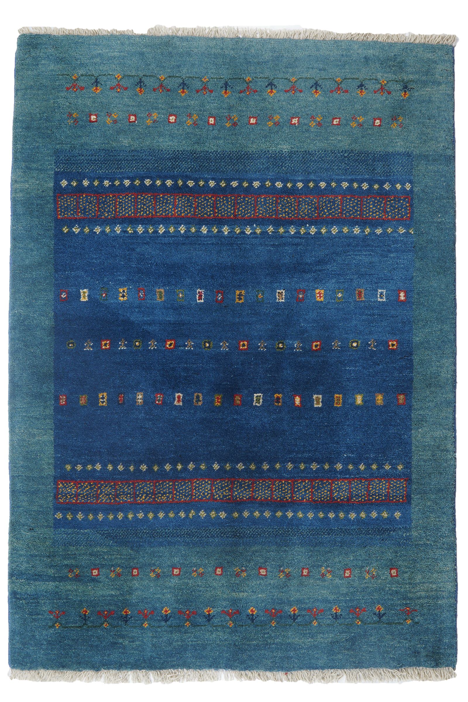 Gabbeh Sonnat — Handgefertigt, 151x107 cm, Blau, 100% Virgin Wool | Main view
