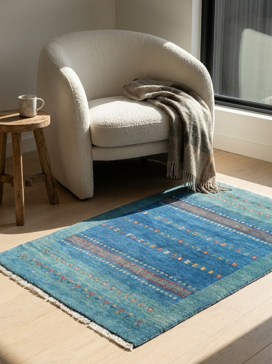 Gabbeh Sonnat — Hand-knotted, 107x151 cm, Multicolor, 100% Virgin Wool | Detail view