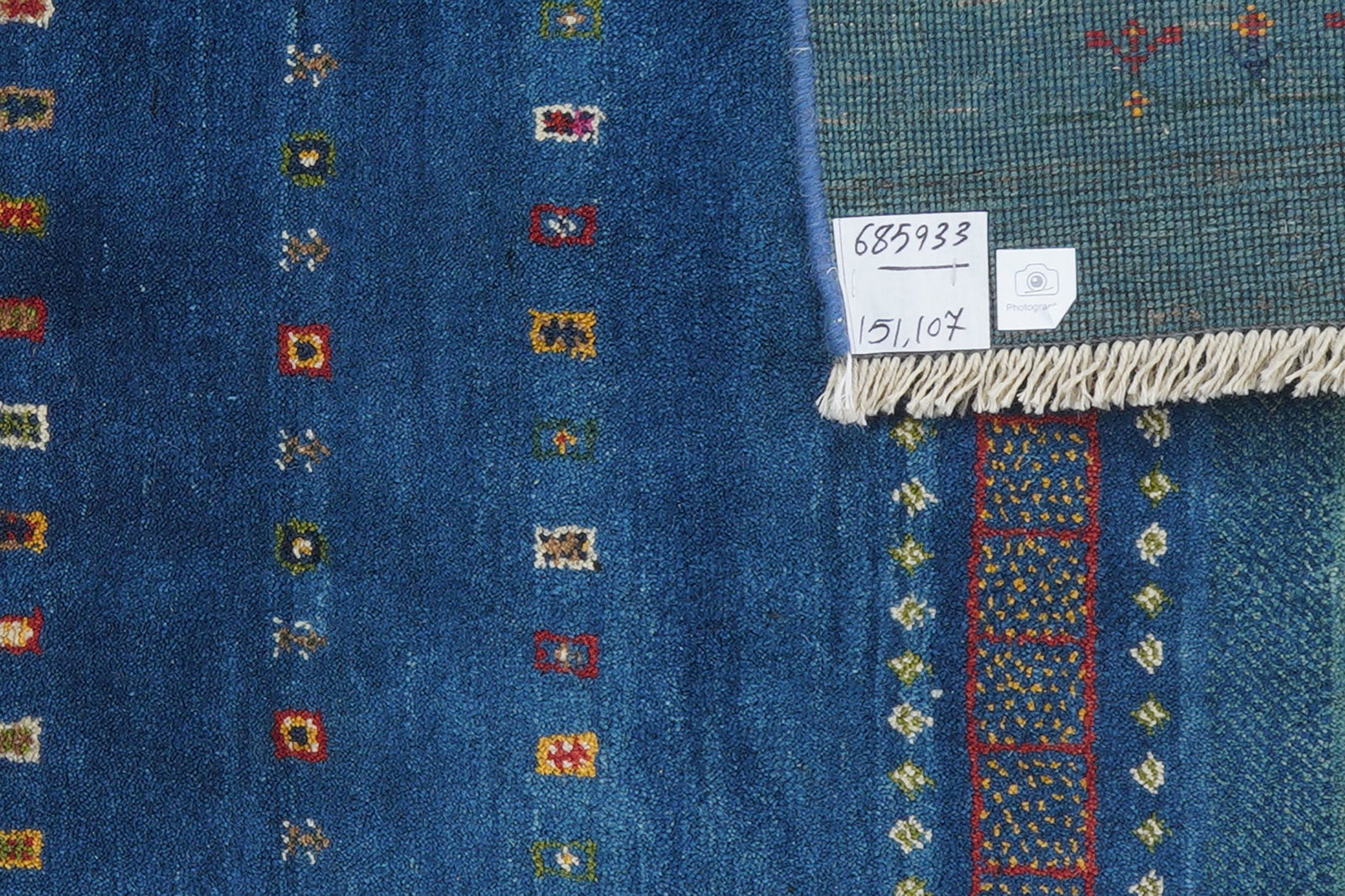 Gabbeh Sonnat — Handgefertigt, 151x107 cm, Blau, 100% Virgin Wool | View 7