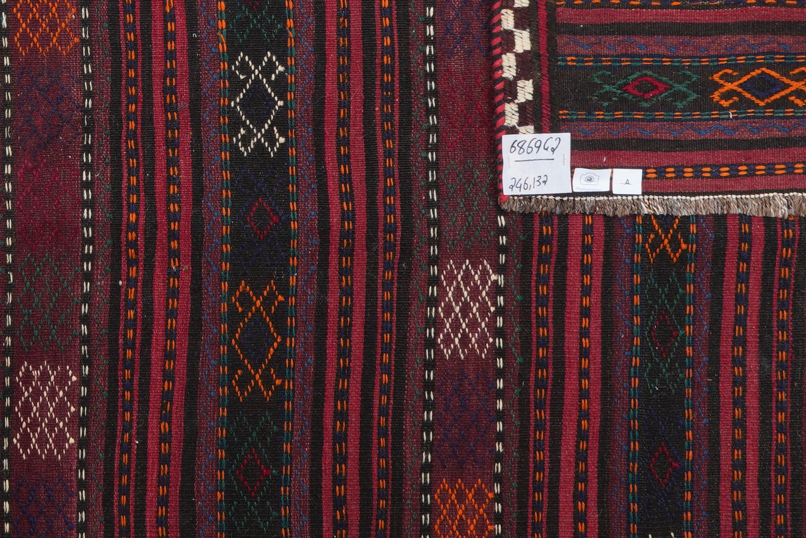 Kelim Kordi Old — Handmade, 132x246 cm, Multicolor, 100% Virgin Wool | View 5