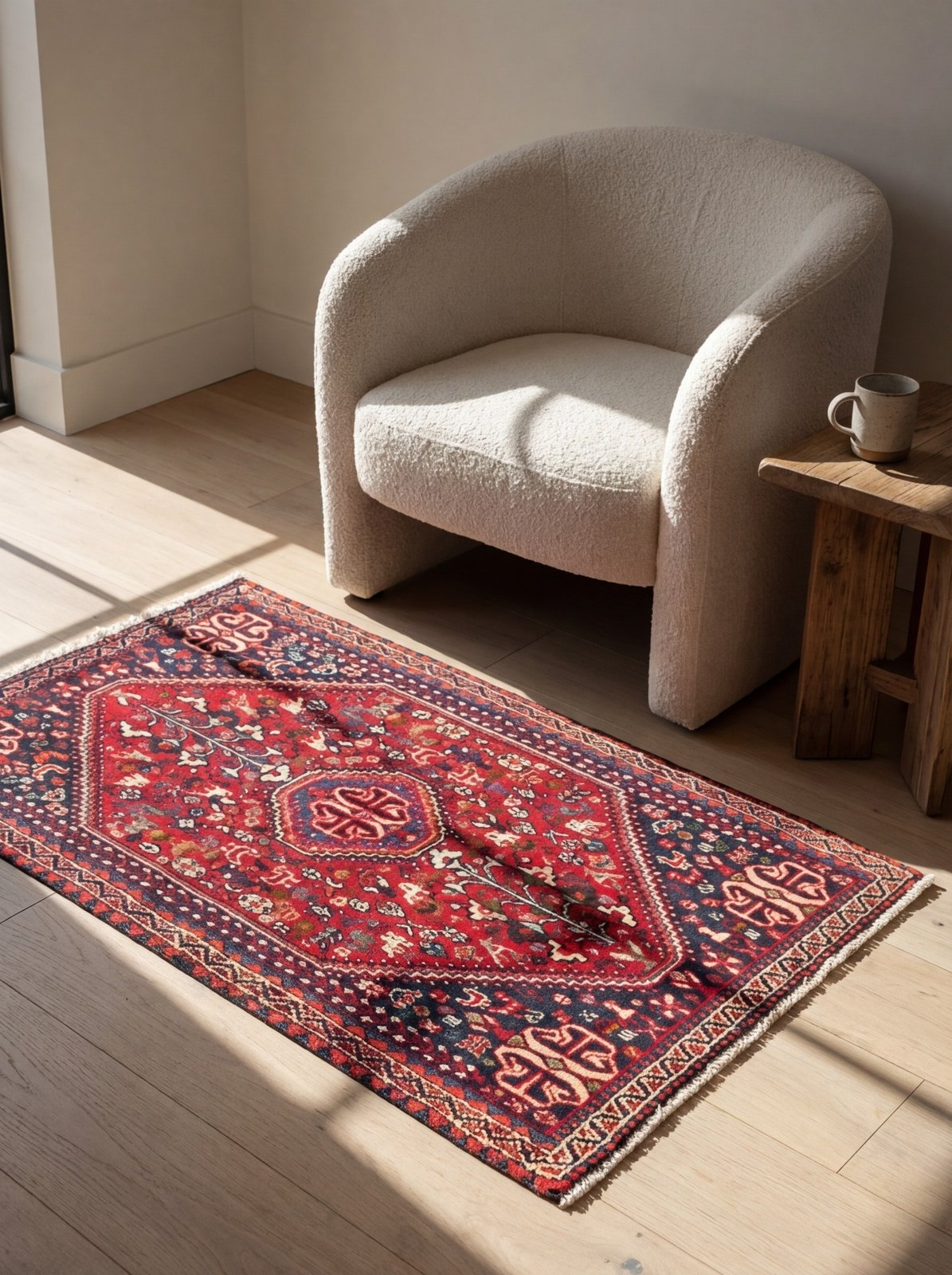 Abadeh — Hand-knotted, 61x99 cm, Red, 100% Virgin Wool | Detail view