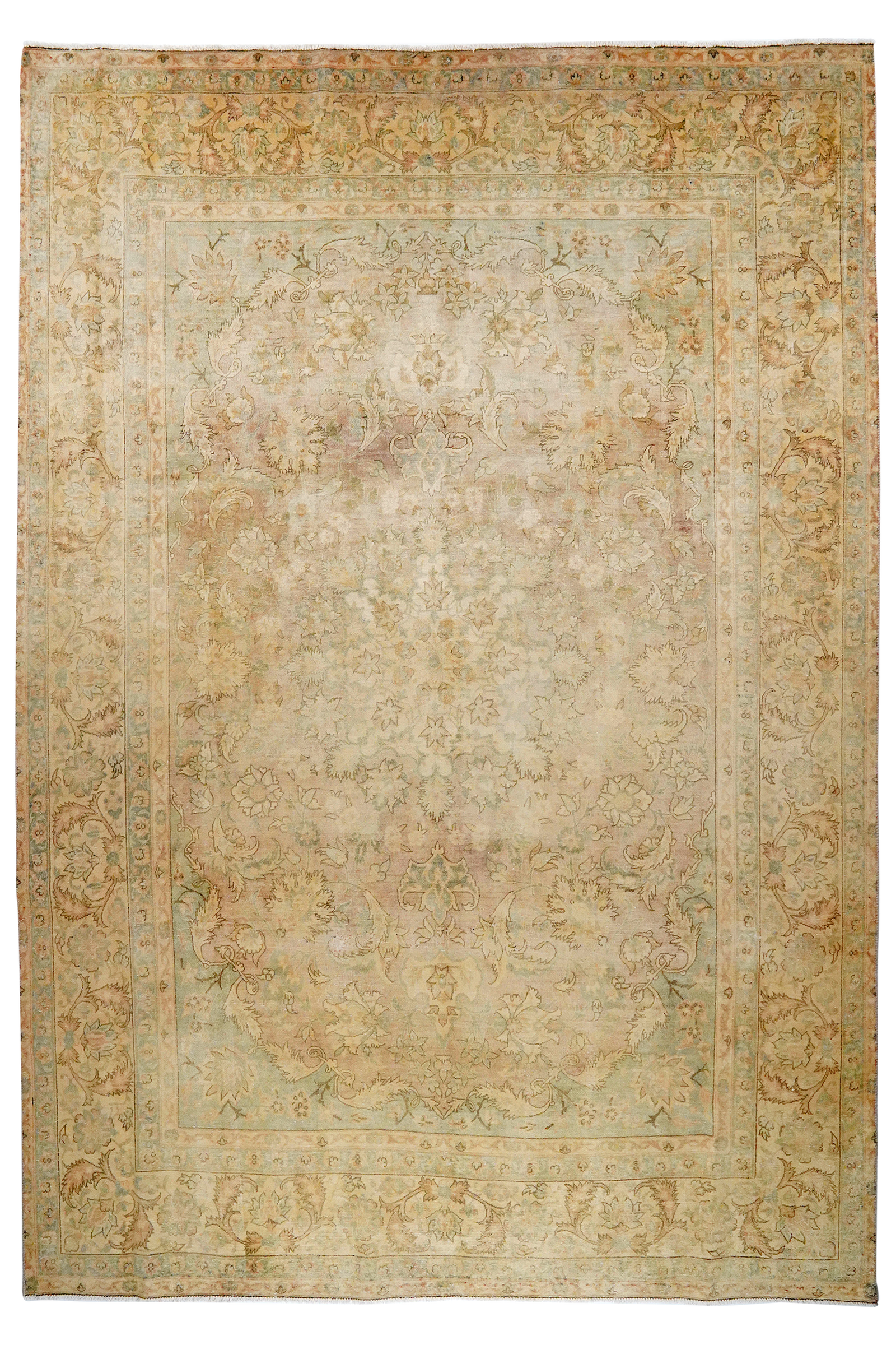 Vintage — Handgefertigt, 366x252 cm, Beige, 100% Virgin Wool | Main view