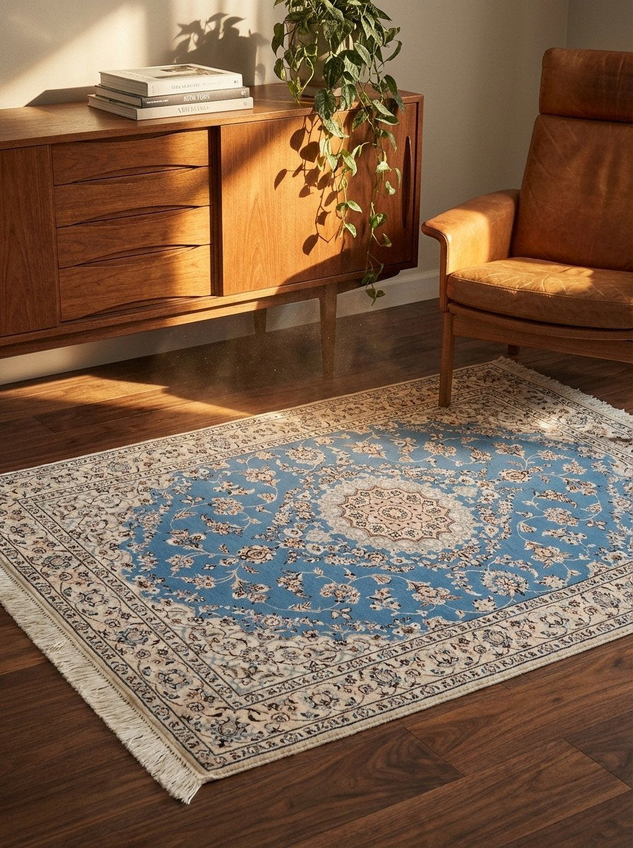 Nain 6La — Handgefertigt, 153x103 cm, Beige, 100% Virgin Wool | Back view