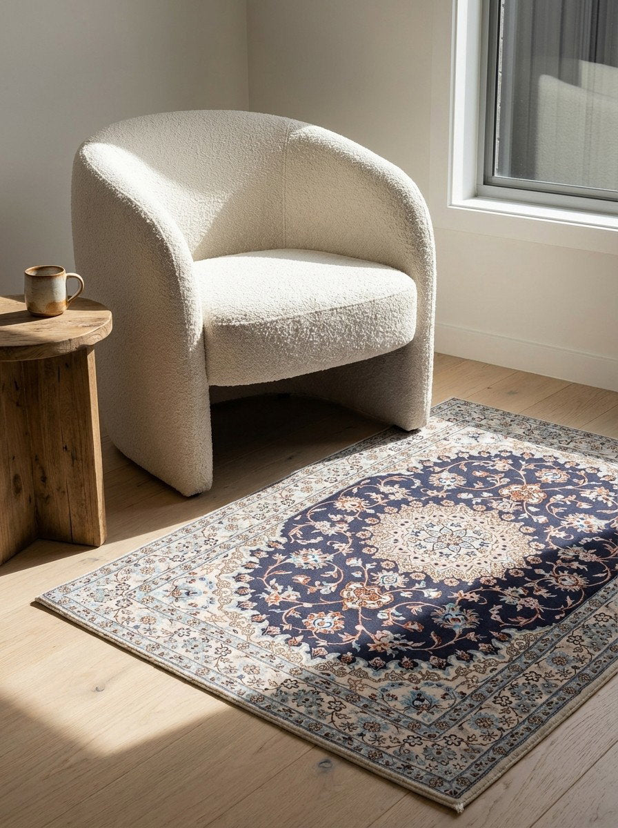 Nain 6La — Handgefertigt, 150x103 cm, Beige, 100% Virgin Wool | Detail view