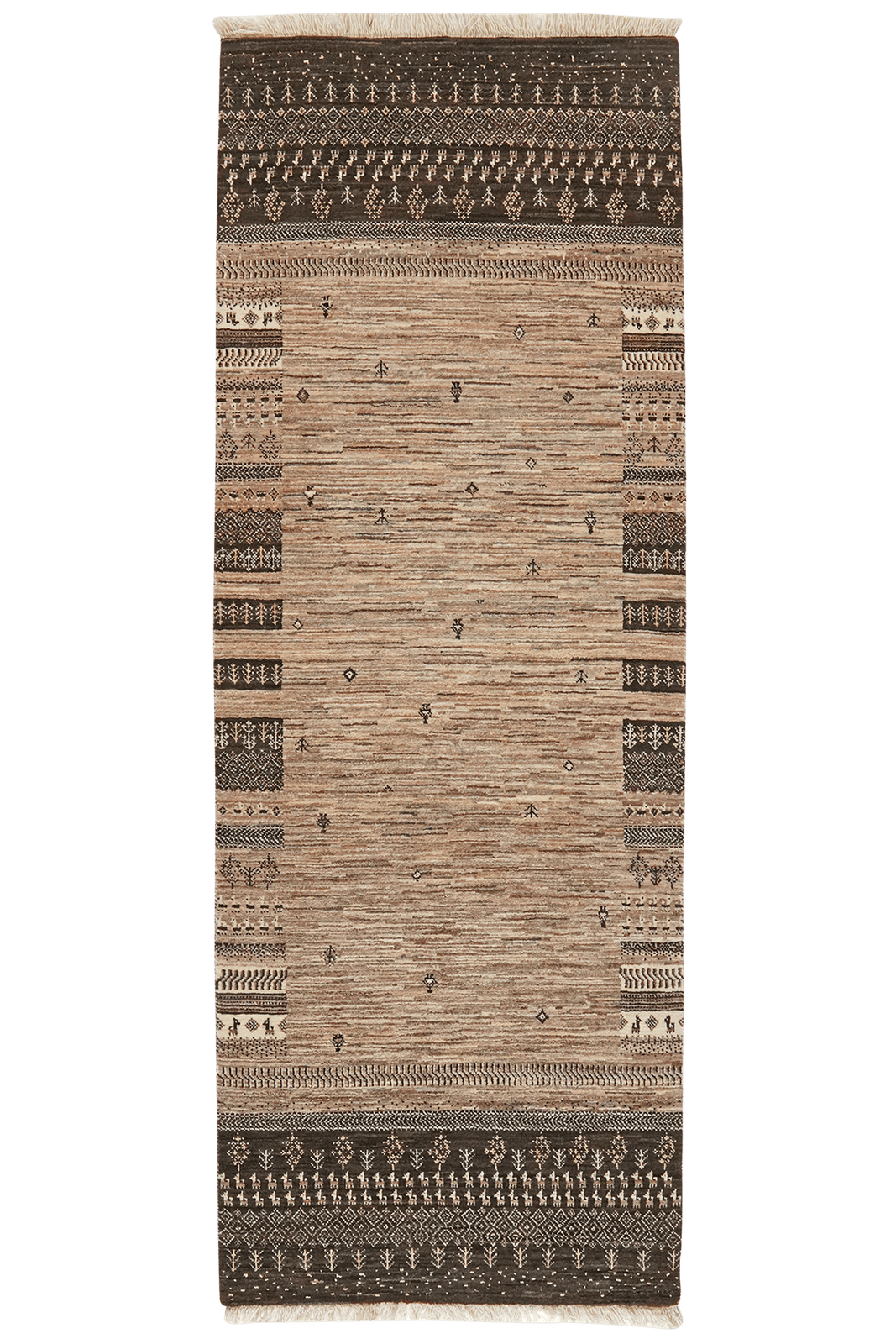 Rizbaf — Hand-knotted, 89x244 cm, Brown, 100% Virgin Wool | Main view