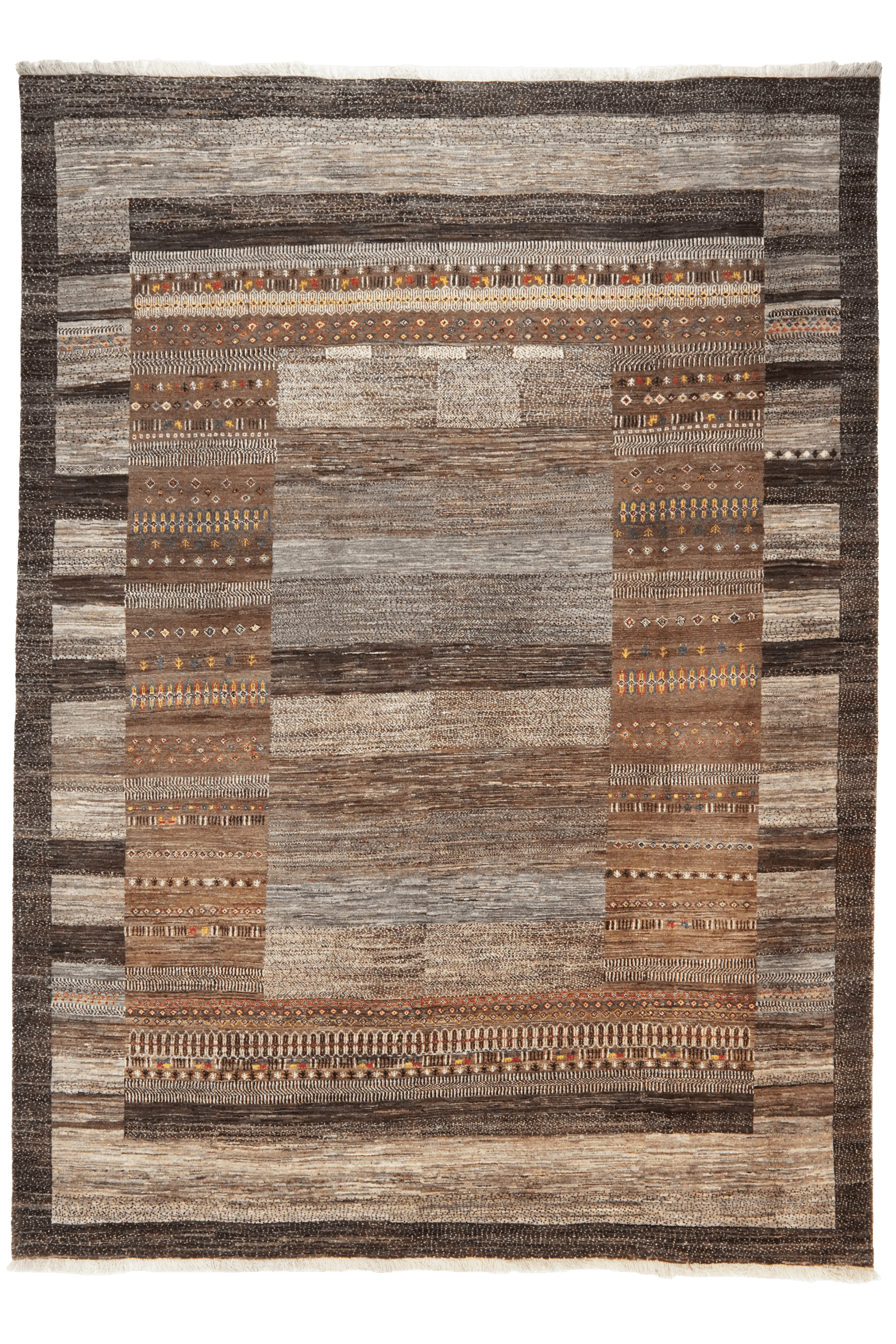 Rizbaf — Hand-knotted, 228x310 cm, Brown, 100% Virgin Wool | Main view
