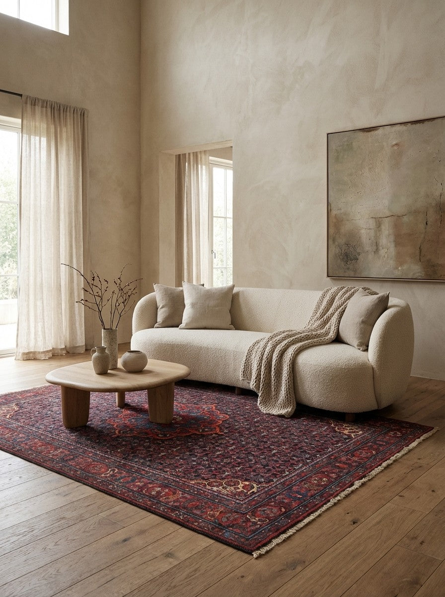 Koutabad — Hand-knotted, 140x202 cm, Blue, 100% Virgin Wool | Detail view