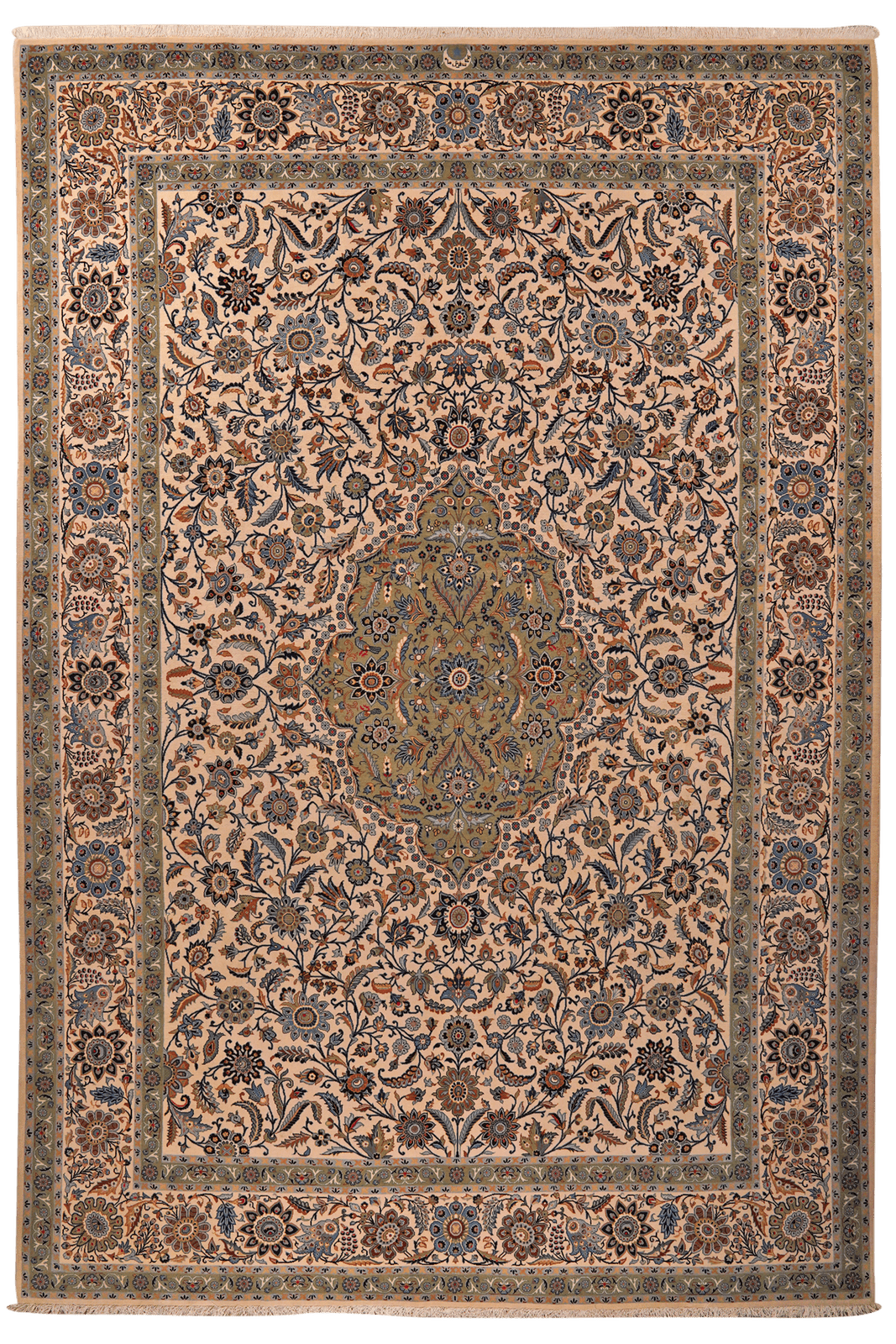 Kashan — Hand-knotted, 280x418 cm, Beige, 100% Virgin Wool | Main view