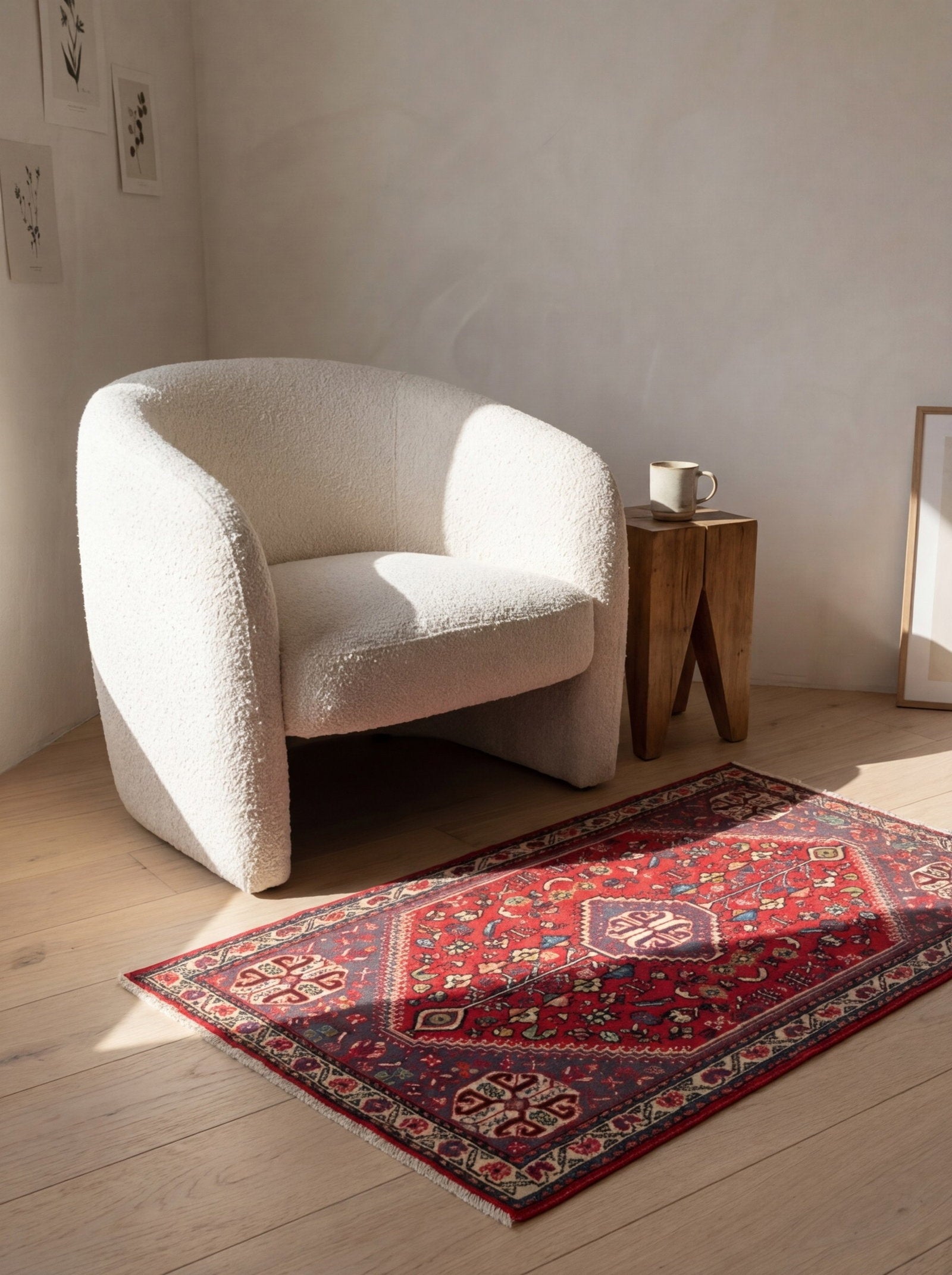 Abadeh — Handgefertigt, 107x62 cm, Beige, 100% Virgin Wool | Detail view