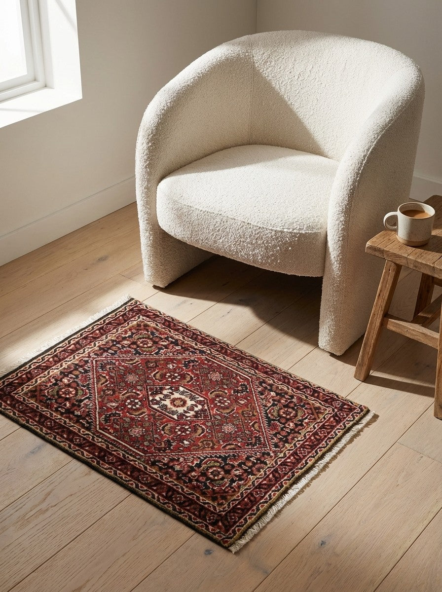 Bidjar Zandjan — Hand-knotted, 50x58 cm, Blue, 100% Virgin Wool | Detail view