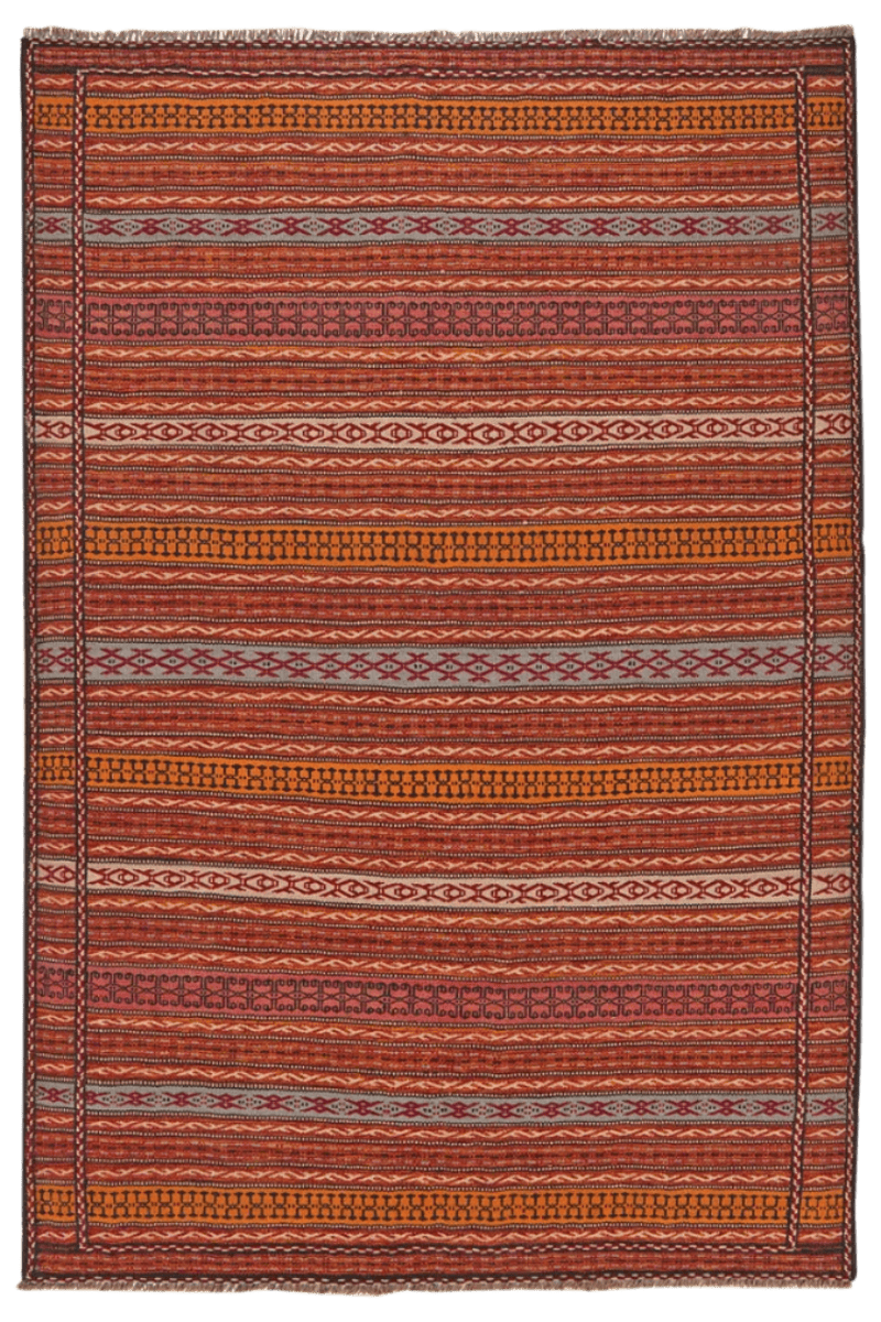 Kelim Kordi — Handmade, 160x242 cm, Orange, 100% Virgin Wool | Main view