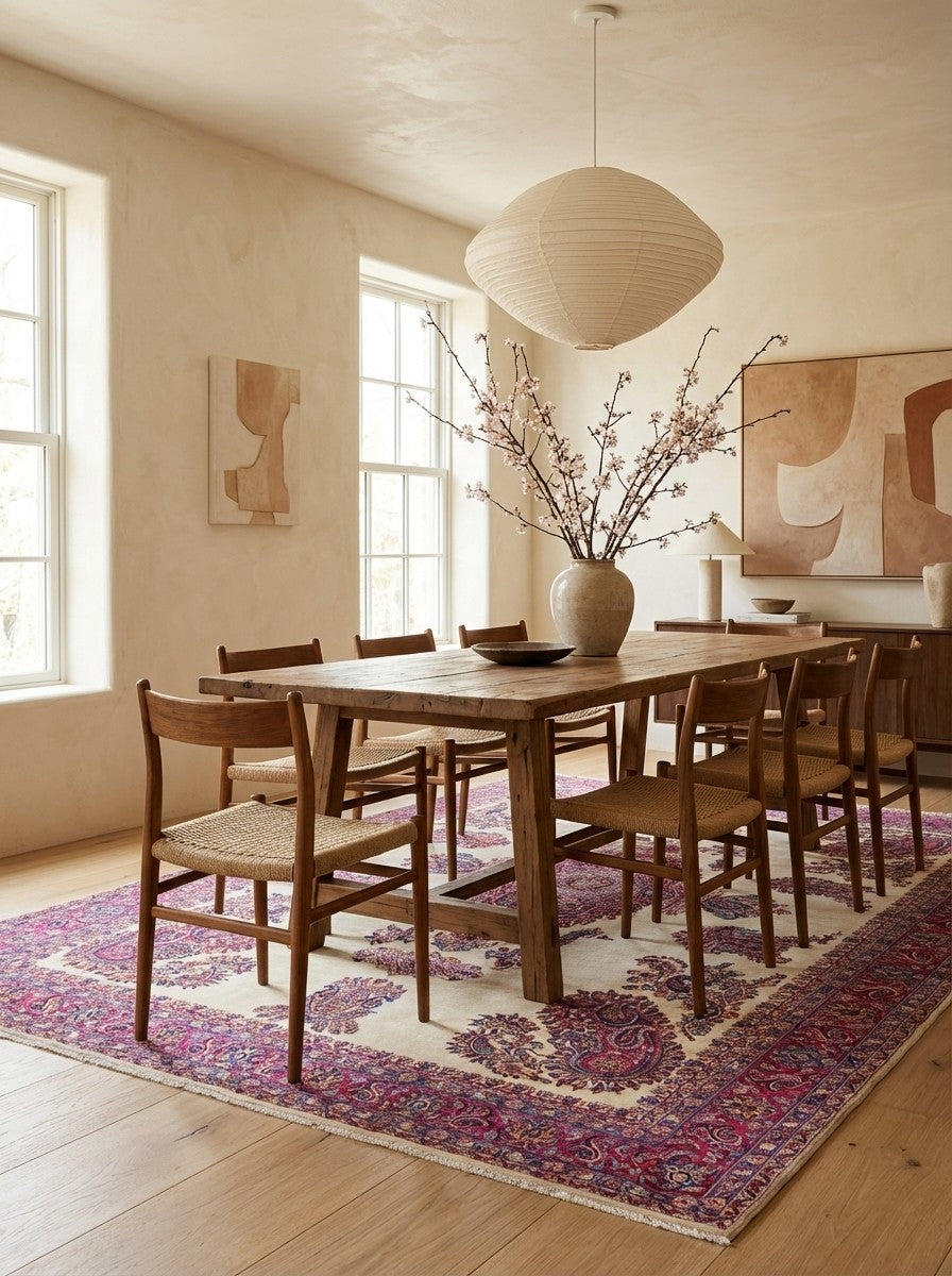 Hamadan — Hand-knotted, 275x352 cm, Beige, 100% Virgin Wool | Detail view