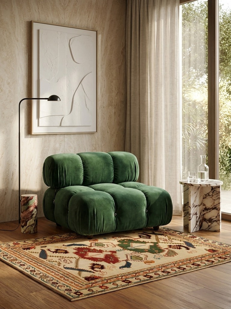 Kelim Belutch — Handmade, 162x169 cm, Beige, 100% Virgin Wool | Detail view